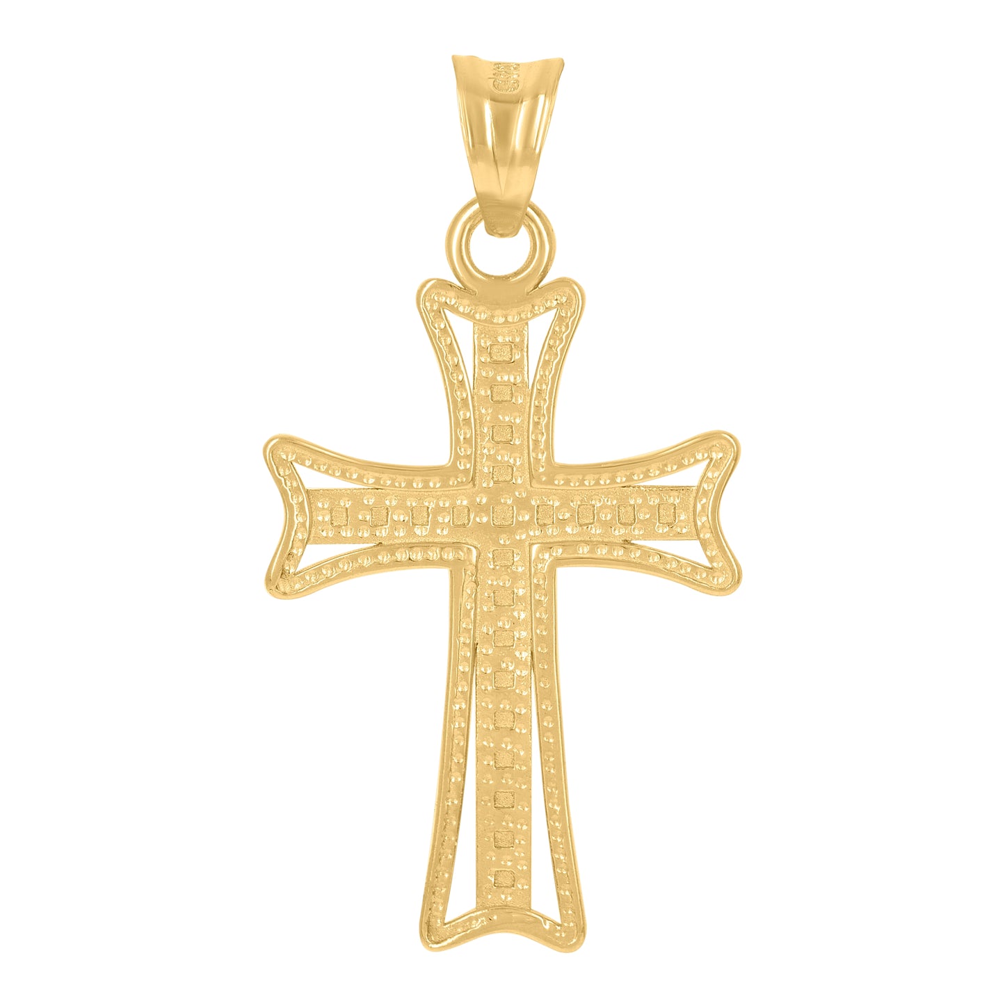 10K Two-Tone Gold Unisex Cross Religious Charm Pendant