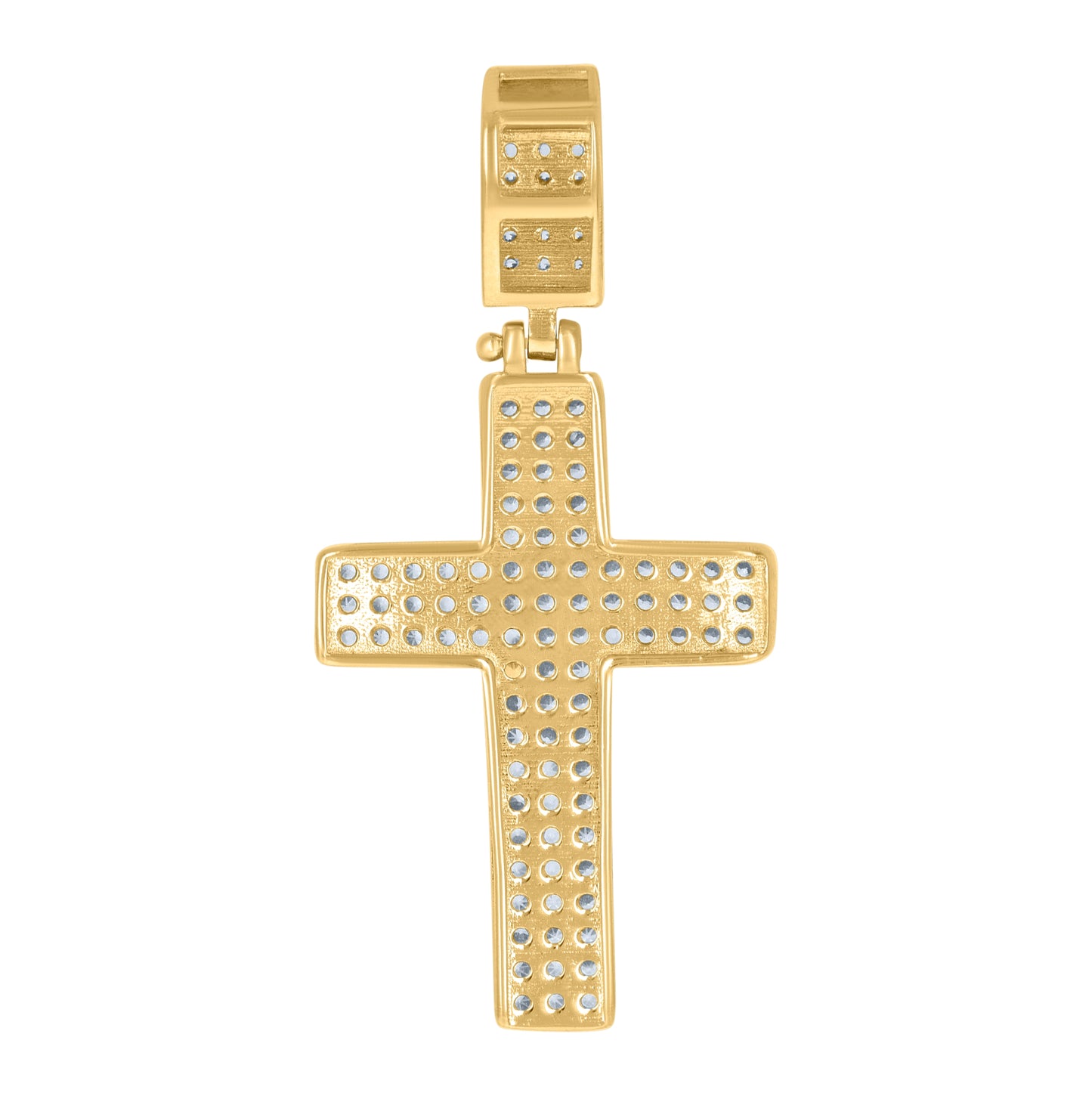 10K Yellow Gold Mens Cubic-Zirconia Cross Religious Charm Pendant