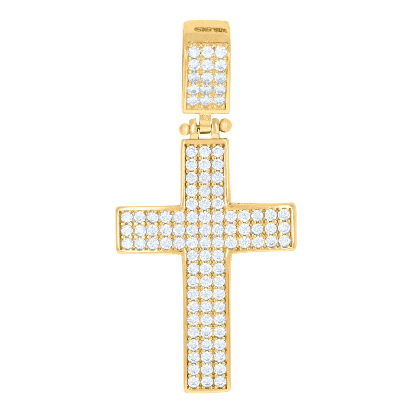 10K Yellow Gold Mens Cubic-Zirconia Cross Religious Charm Pendant