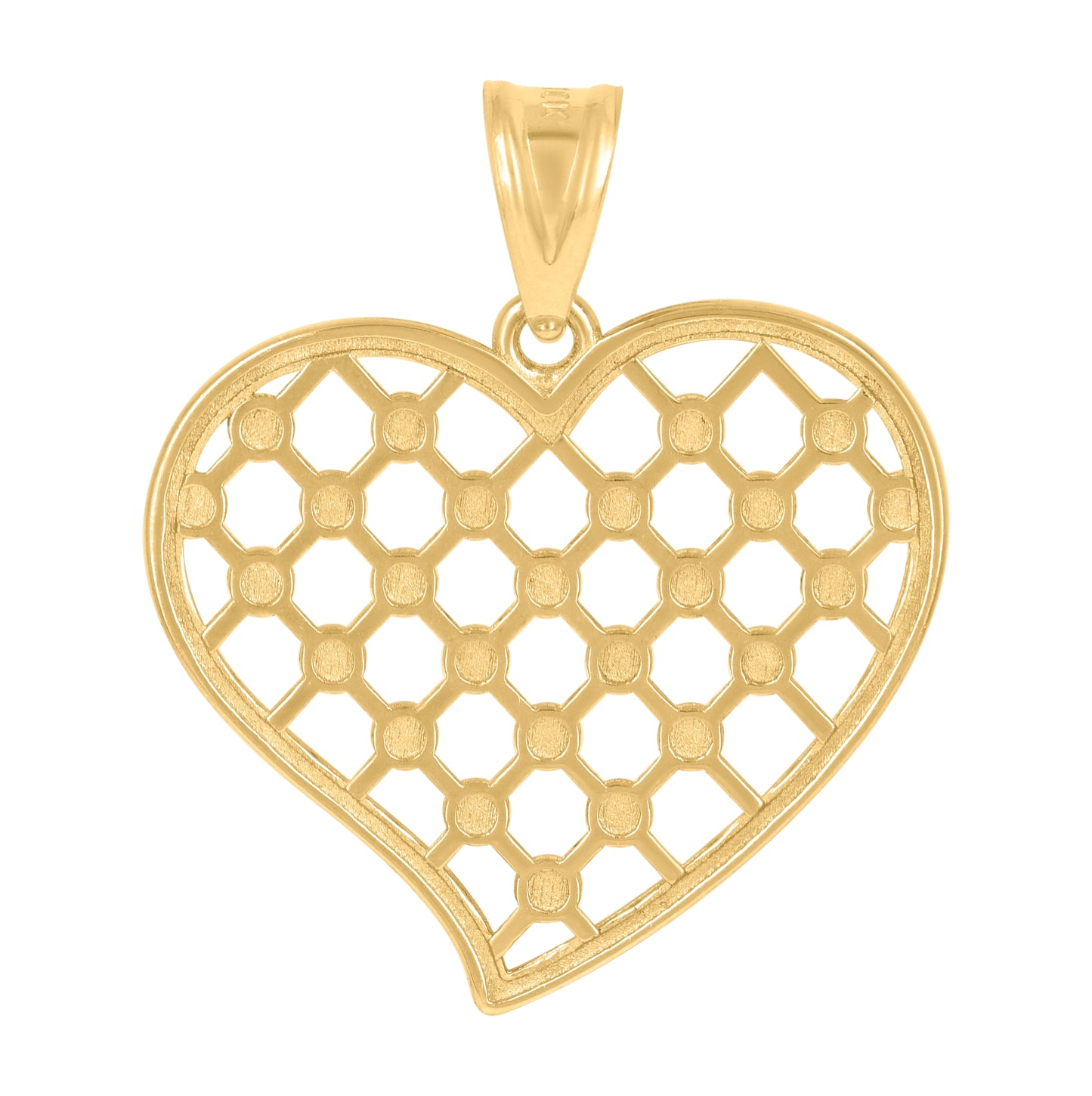 10K Tow-Tone Gold Womens Diamond-Cut Love Heart Charm Pendant