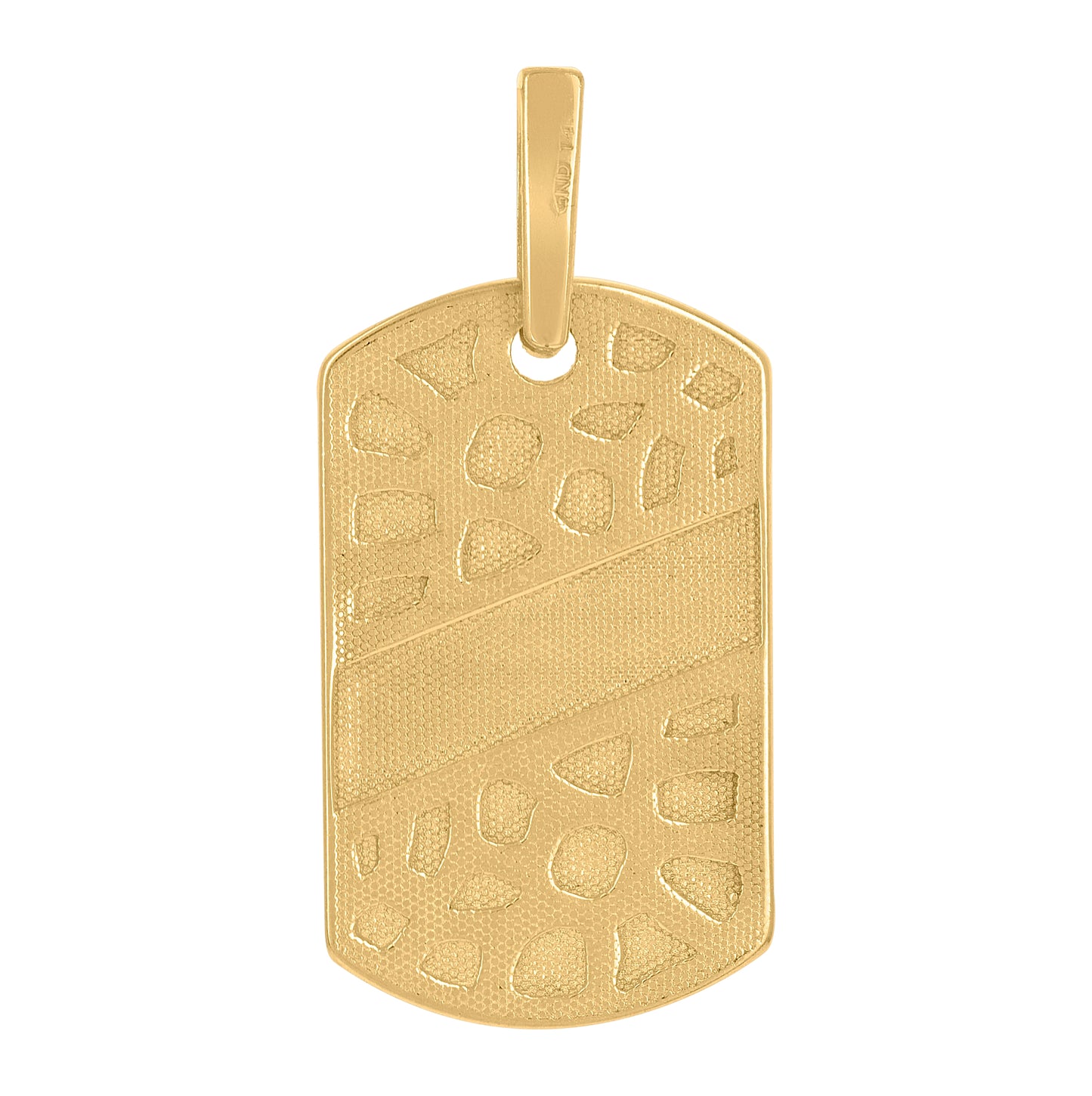 10K Two-Tone Gold Mens Nugget Textured Dog Tag Fashion Charm Pendant
