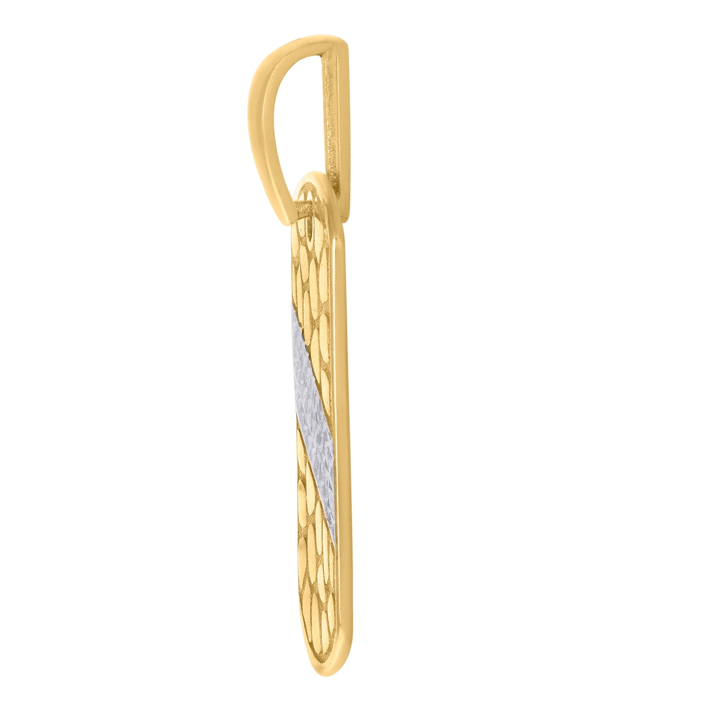 10K Two-Tone Gold Mens Nugget Textured Dog Tag Fashion Charm Pendant