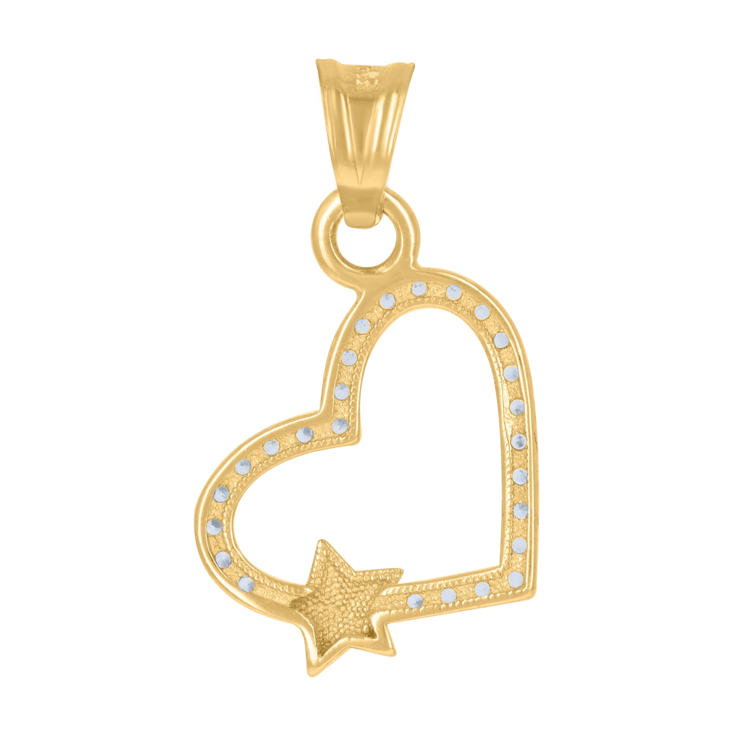 10K Yellow Gold Womens Cubic-Zirconia Heart Charm Pendant