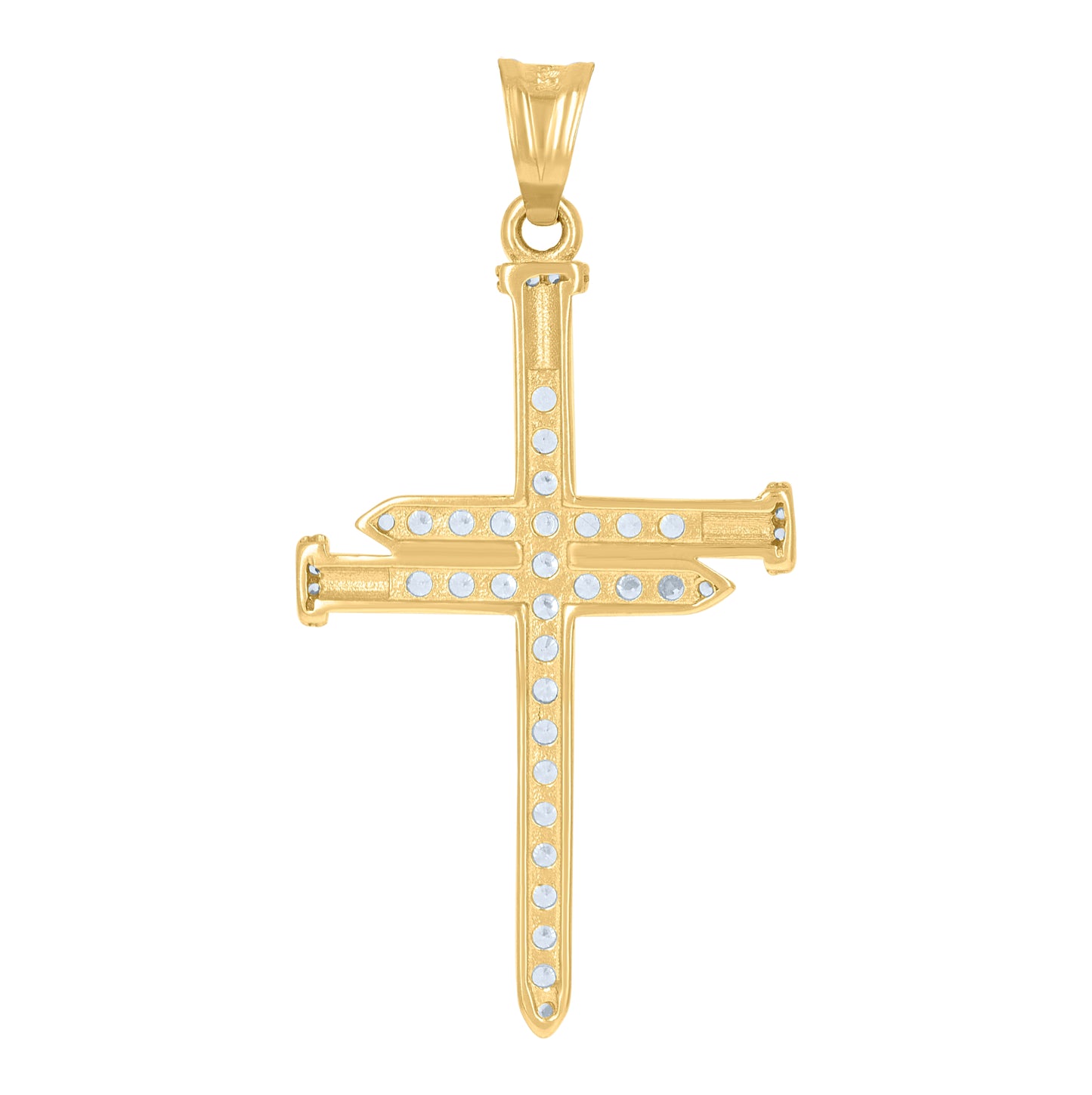 10K Yellow Gold Mens Cubic-Zirconia Nail Cross Religious Charm Pendant