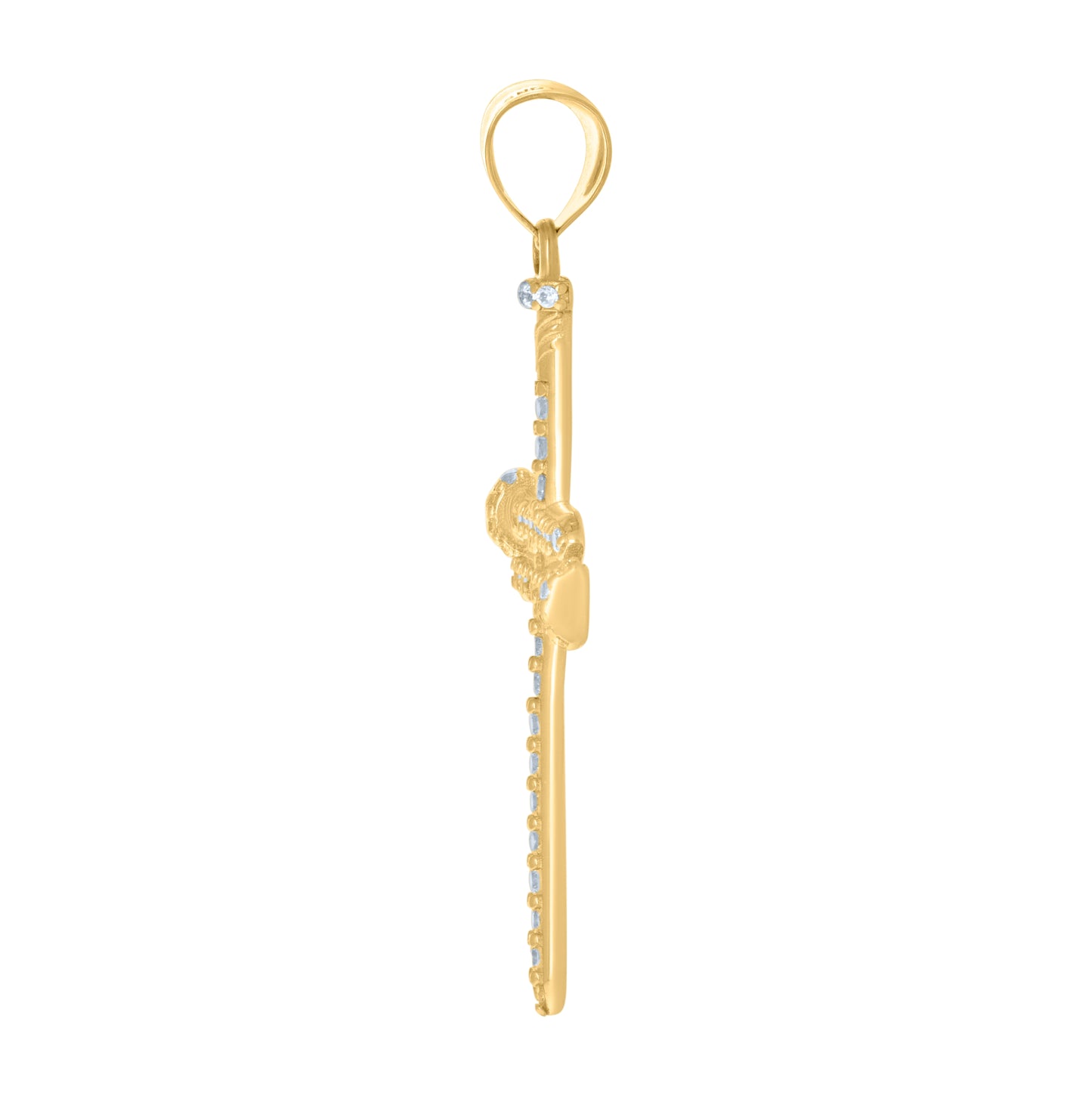 10K Yellow Gold Mens Cubic-Zirconia Nail Cross Religious Charm Pendant