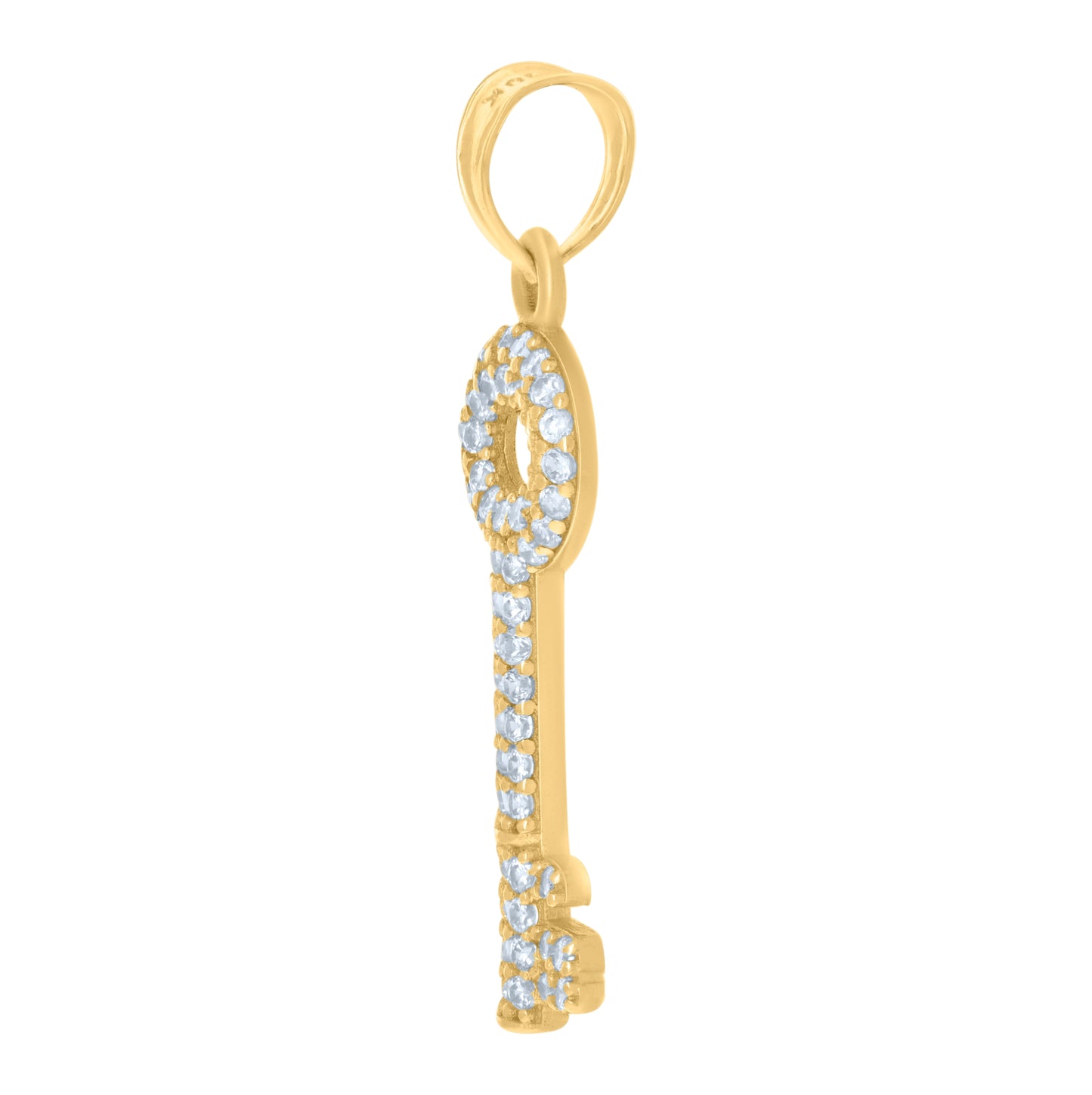10K Yellow Gold Mens Cubic-Zirconia Key Charm Pendant