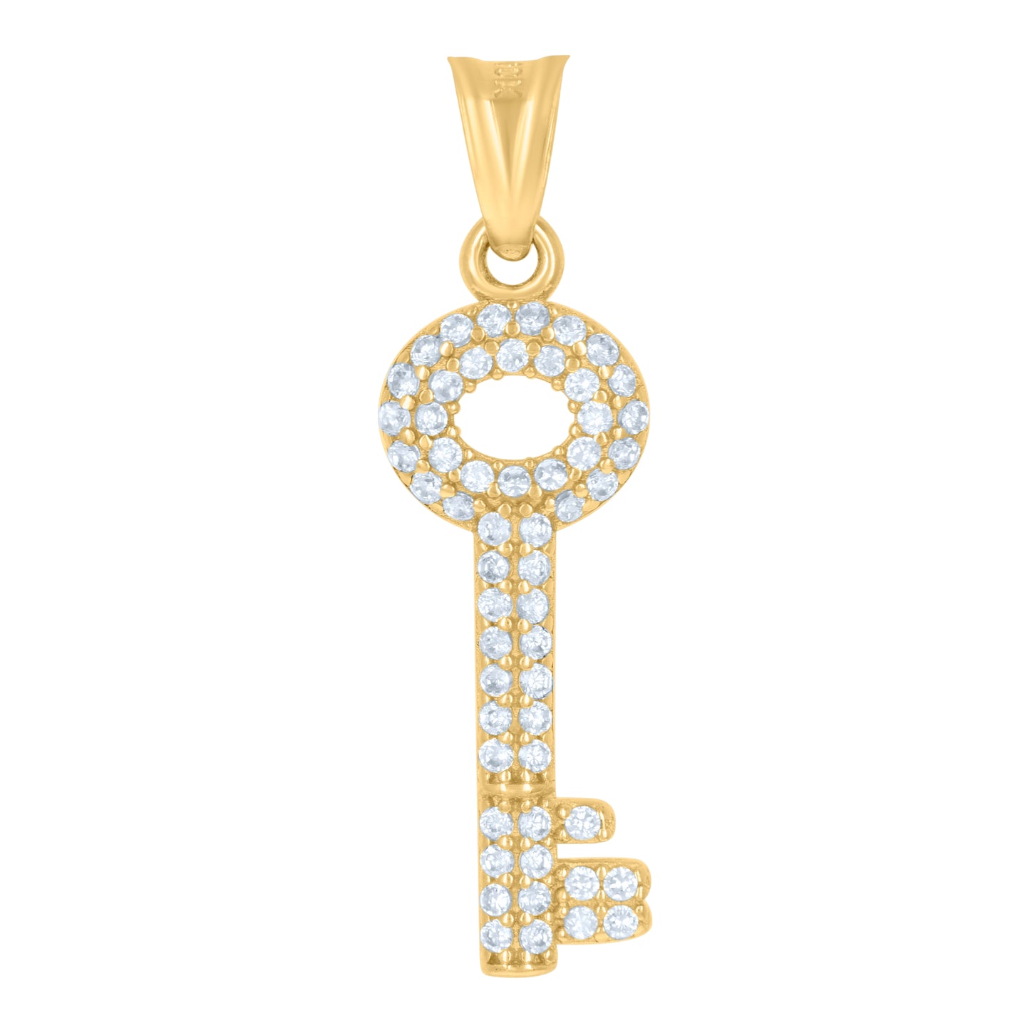 10K Yellow Gold Mens Cubic-Zirconia Key Charm Pendant