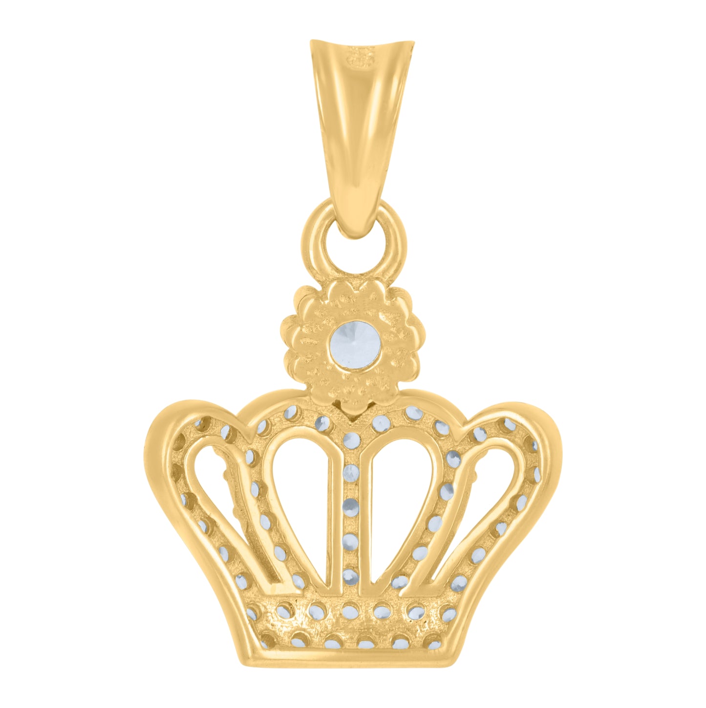 10K Yellow Gold Mens Cubic-Zirconia Crown Fashion Charm Pendant