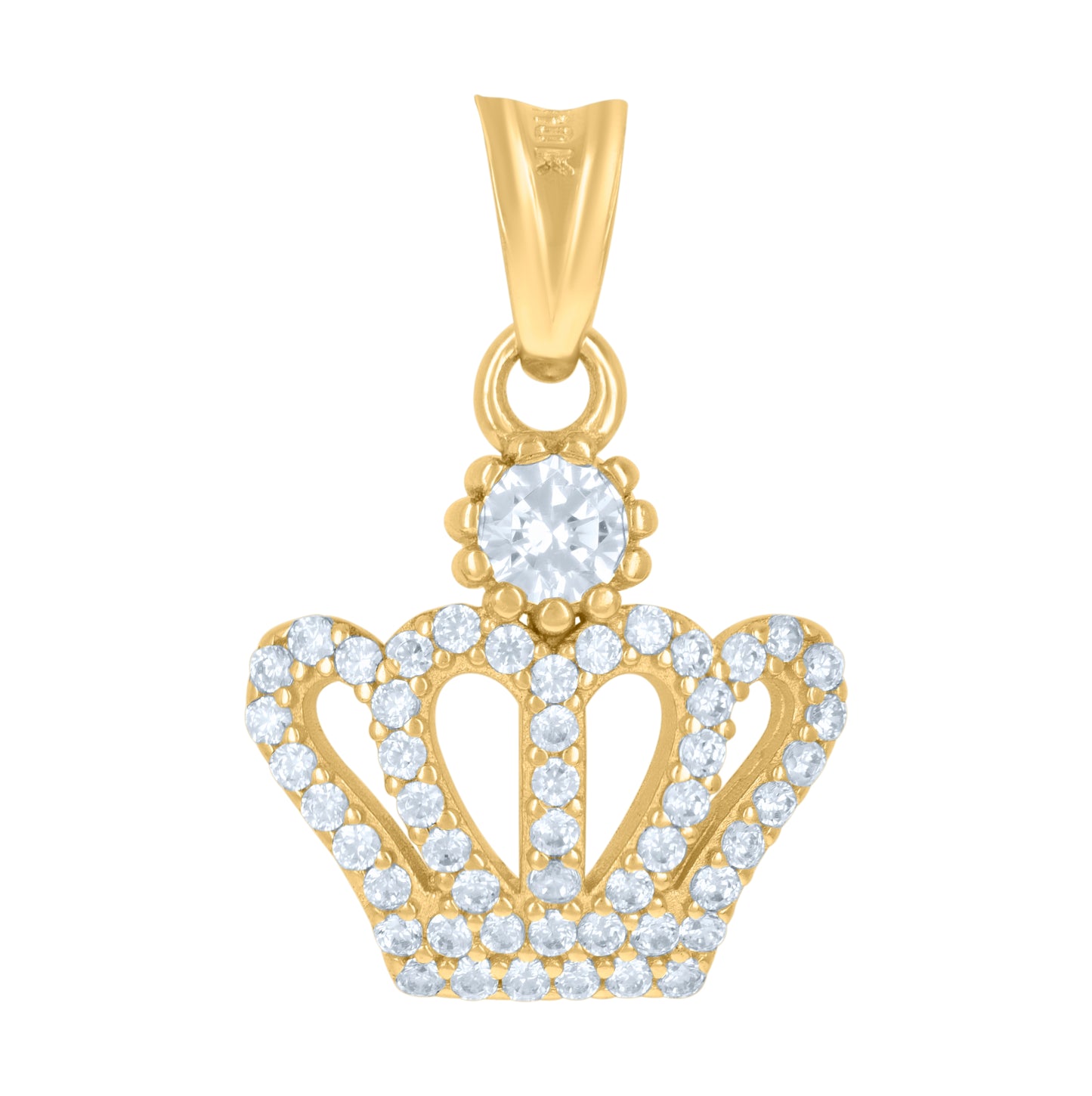 10K Yellow Gold Mens Cubic-Zirconia Crown Fashion Charm Pendant