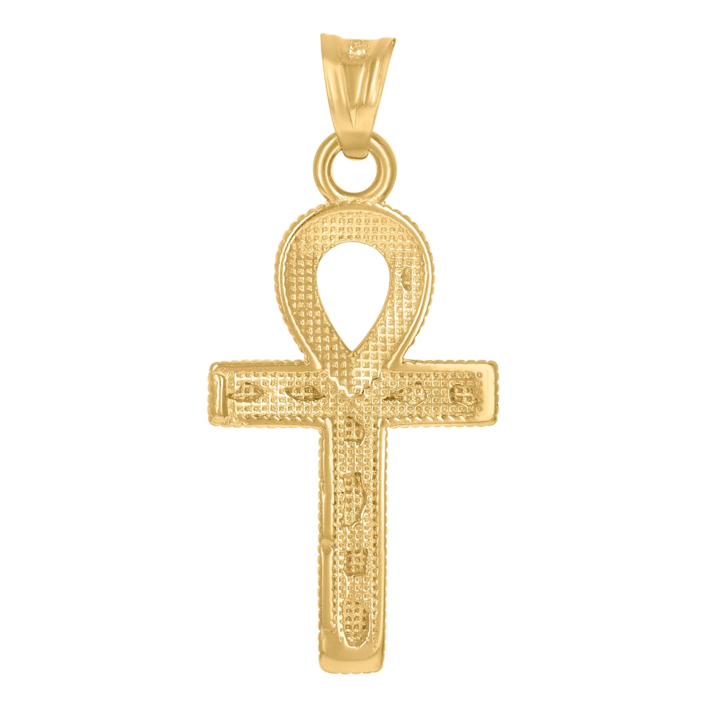 10K Two-Tone Gold Unisex Egyptian Ankh Cross Religious Charm Pendant