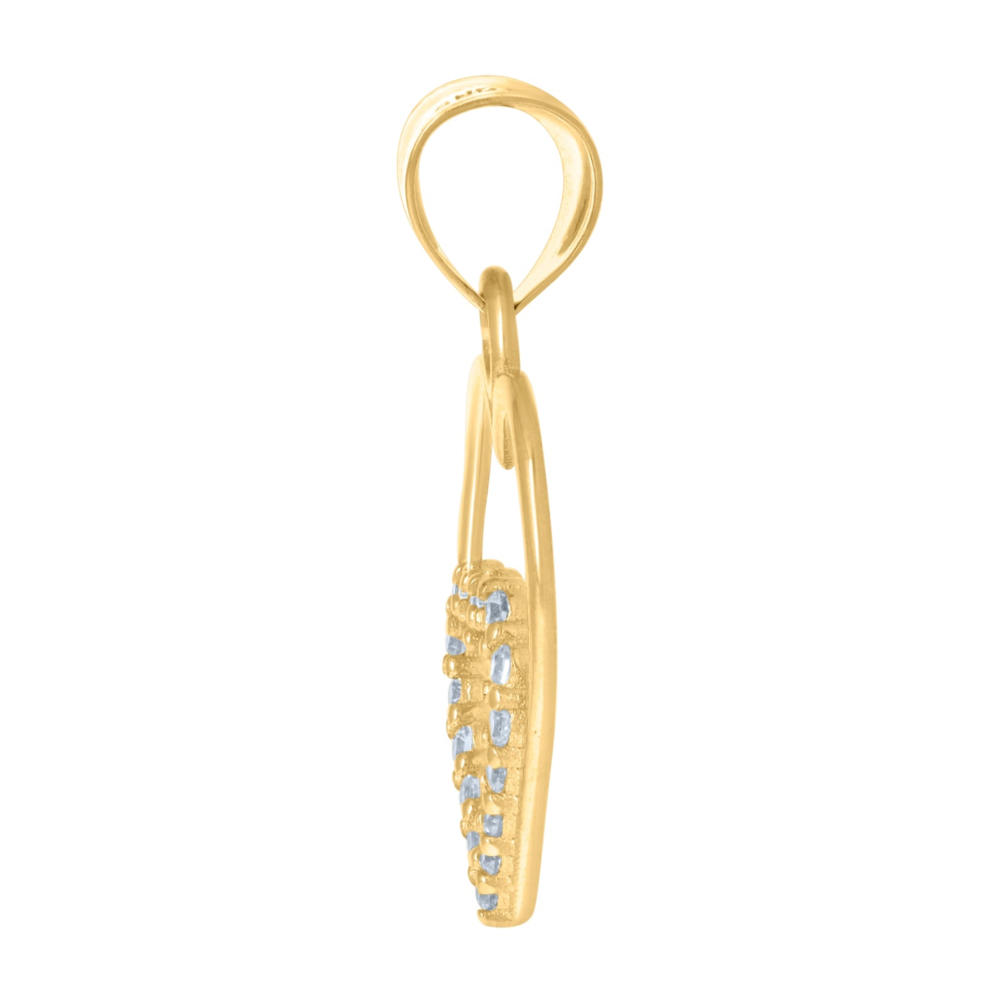10K Two-Tone Gold Womens Cubic-Zirconia Heart In Heart Charm Pendant