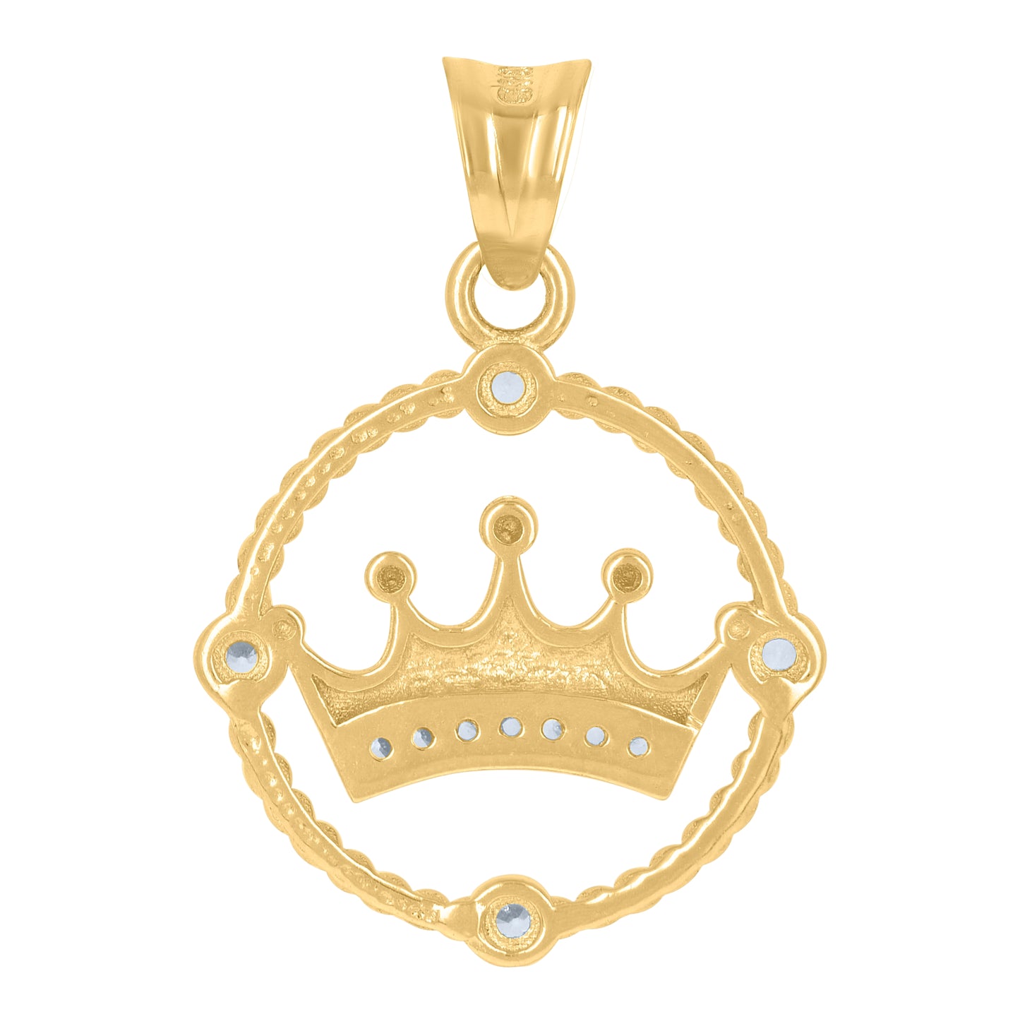 10K Yellow Gold Womens Cubic-Zirconia Crown Fashion Charm Pendant