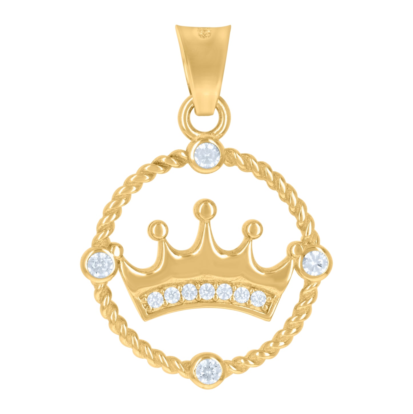 10K Yellow Gold Womens Cubic-Zirconia Crown Fashion Charm Pendant