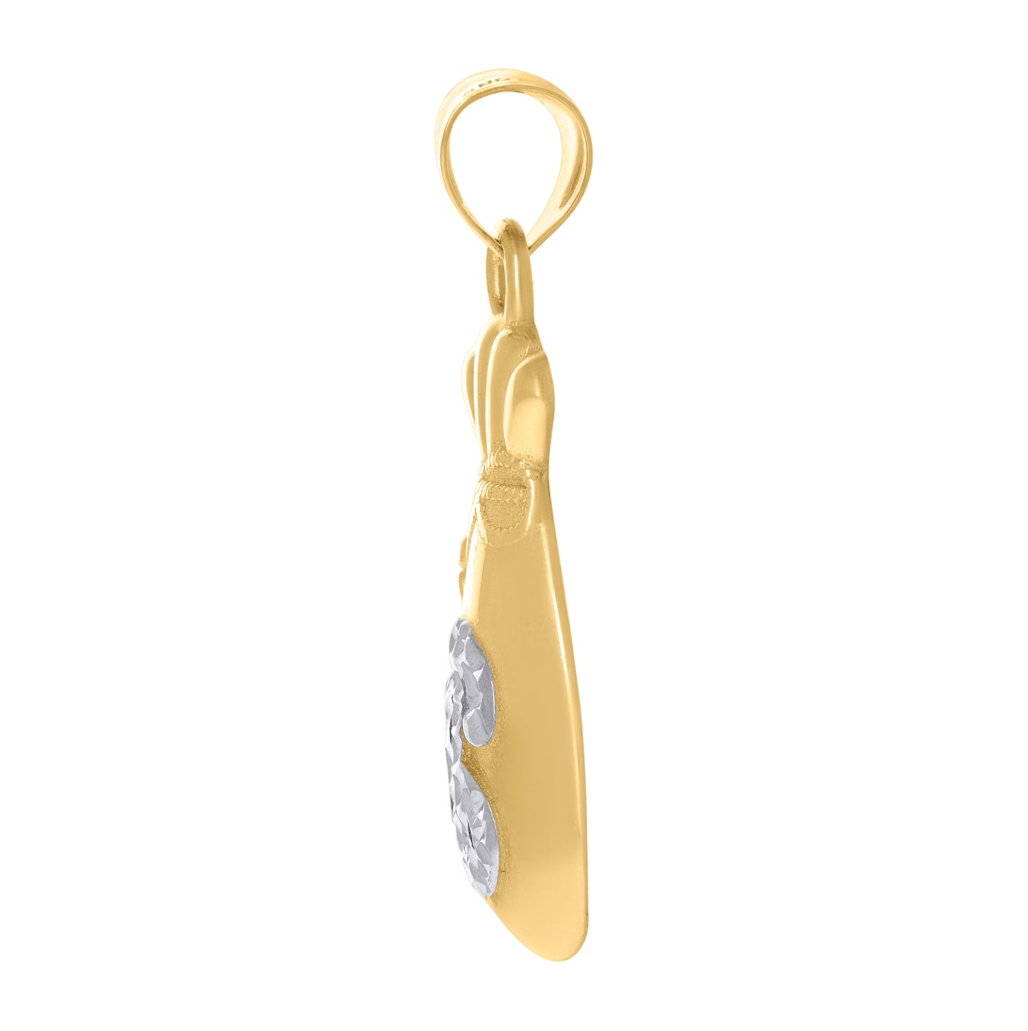 10K Two-Tone Gold Mens Dollar Sign Money Bag Currency Charm Pendant