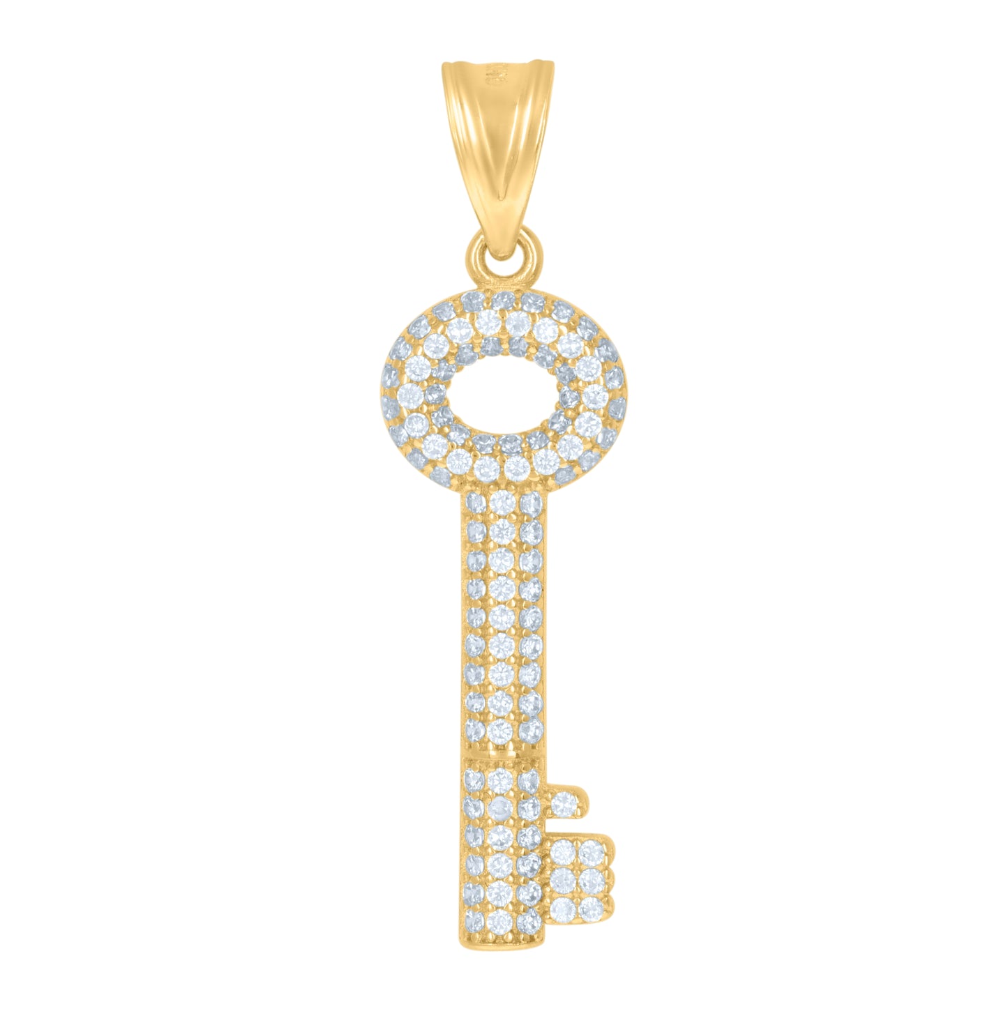 10K Yellow Gold Mens Cubic-Zirconia Key Charm Pendant