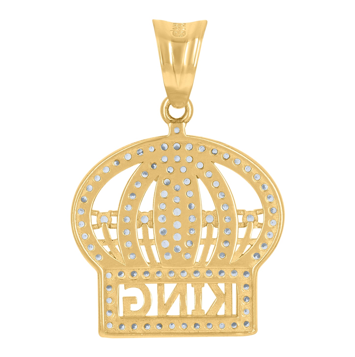 10K Two-Tone Gold Mens Cubic-Zirconia King Crown Fashion Charm Pendant
