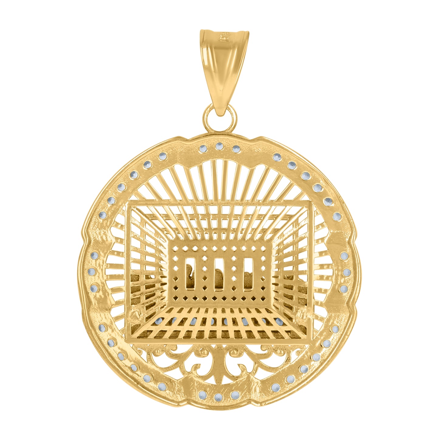 10K Two-Tone Gold Mens Cubic-Zirconia Last Supper Religious Charm Pendant