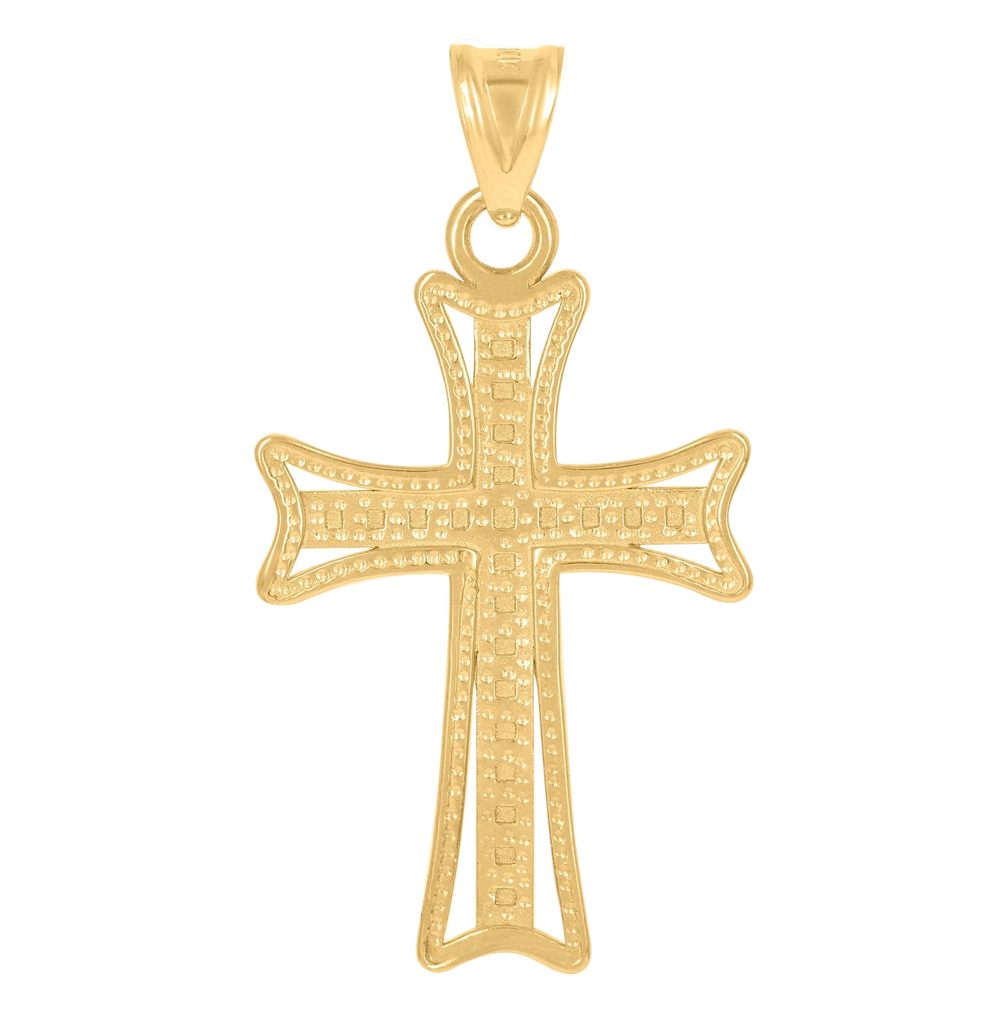 10K Two-Tone Gold Unisex Cross Religious Charm Pendant