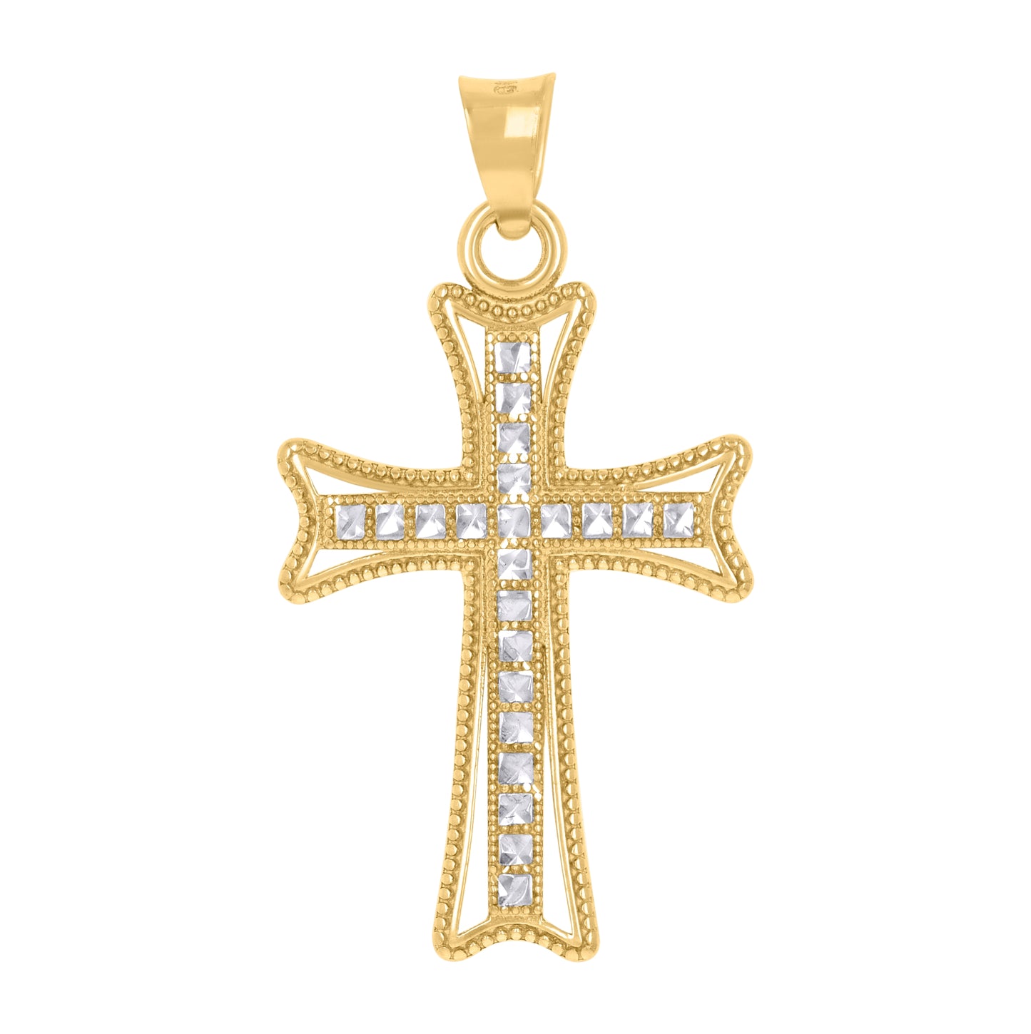 10K Two-Tone Gold Unisex Cross Religious Charm Pendant
