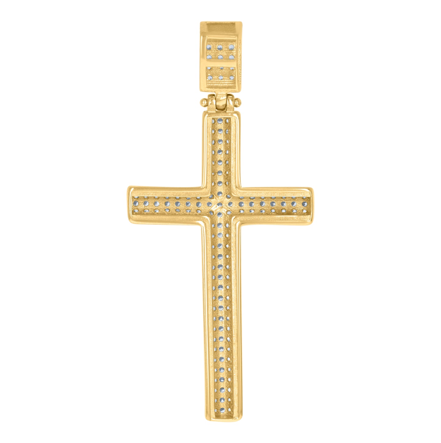 10K Yellow Gold Unisex Cubic-Zirconia Cross Religious Charm Pendant