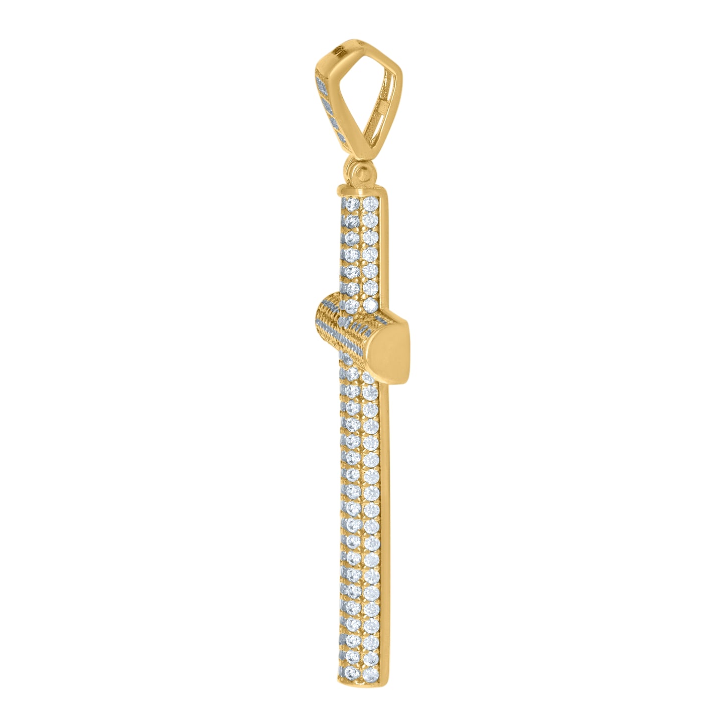 10K Yellow Gold Unisex Cubic-Zirconia Cross Religious Charm Pendant