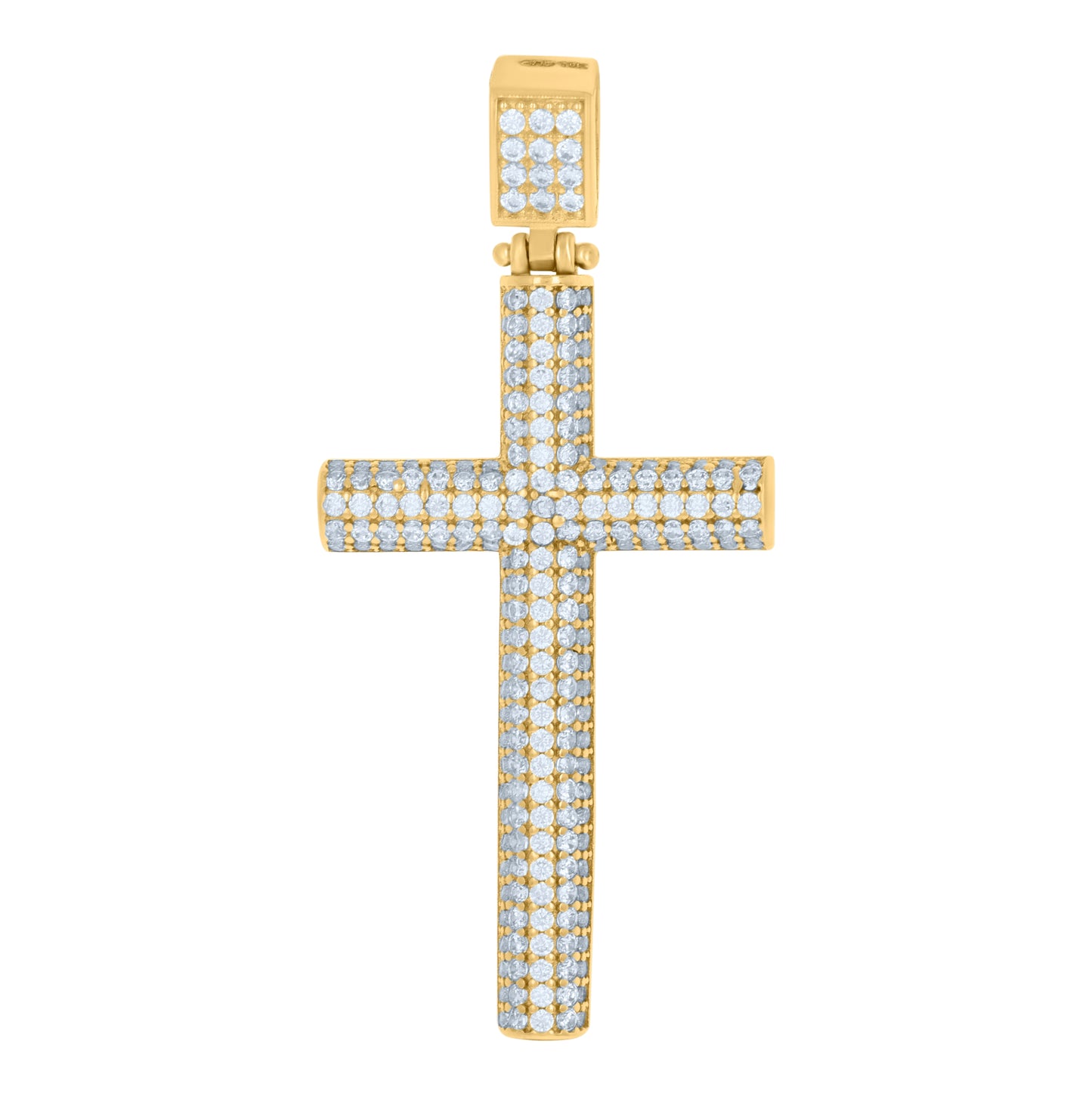 10K Yellow Gold Unisex Cubic-Zirconia Cross Religious Charm Pendant