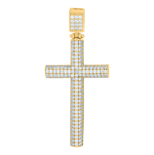 10K Yellow Gold Unisex Cubic-Zirconia Cross Religious Charm Pendant