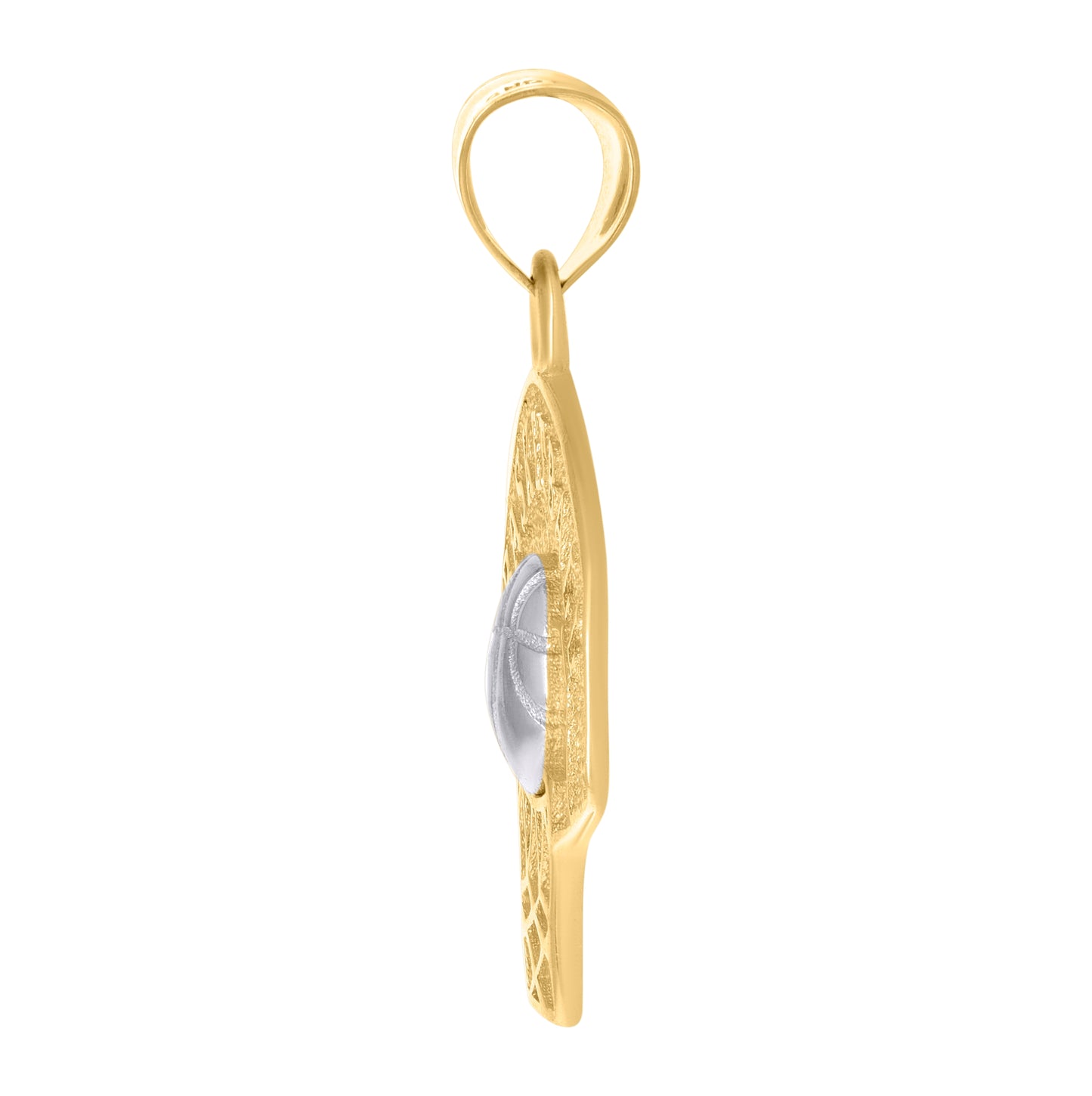 10K Two-Tone Gold Mens Basket Ball Sports Charm Pendant