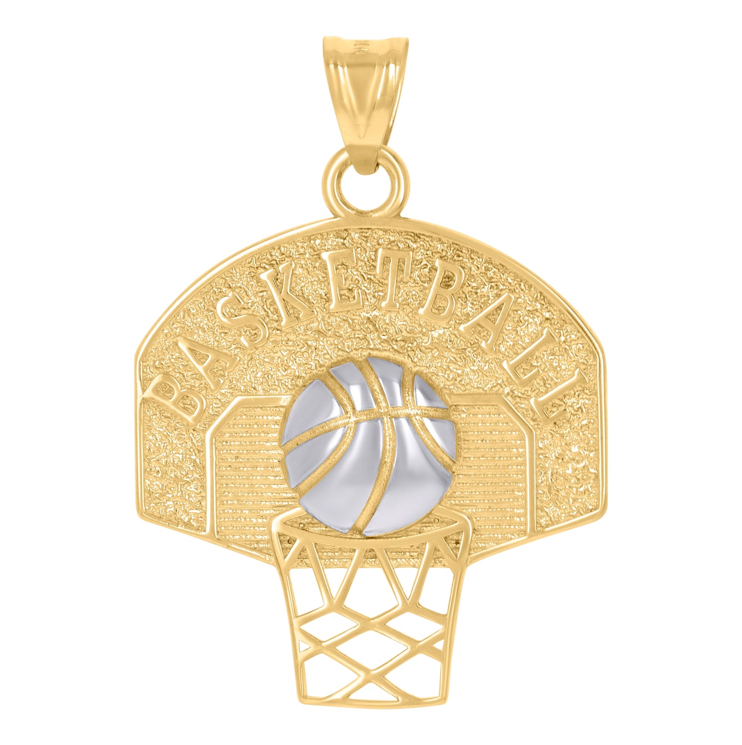 10K Two-Tone Gold Mens Basket Ball Sports Charm Pendant