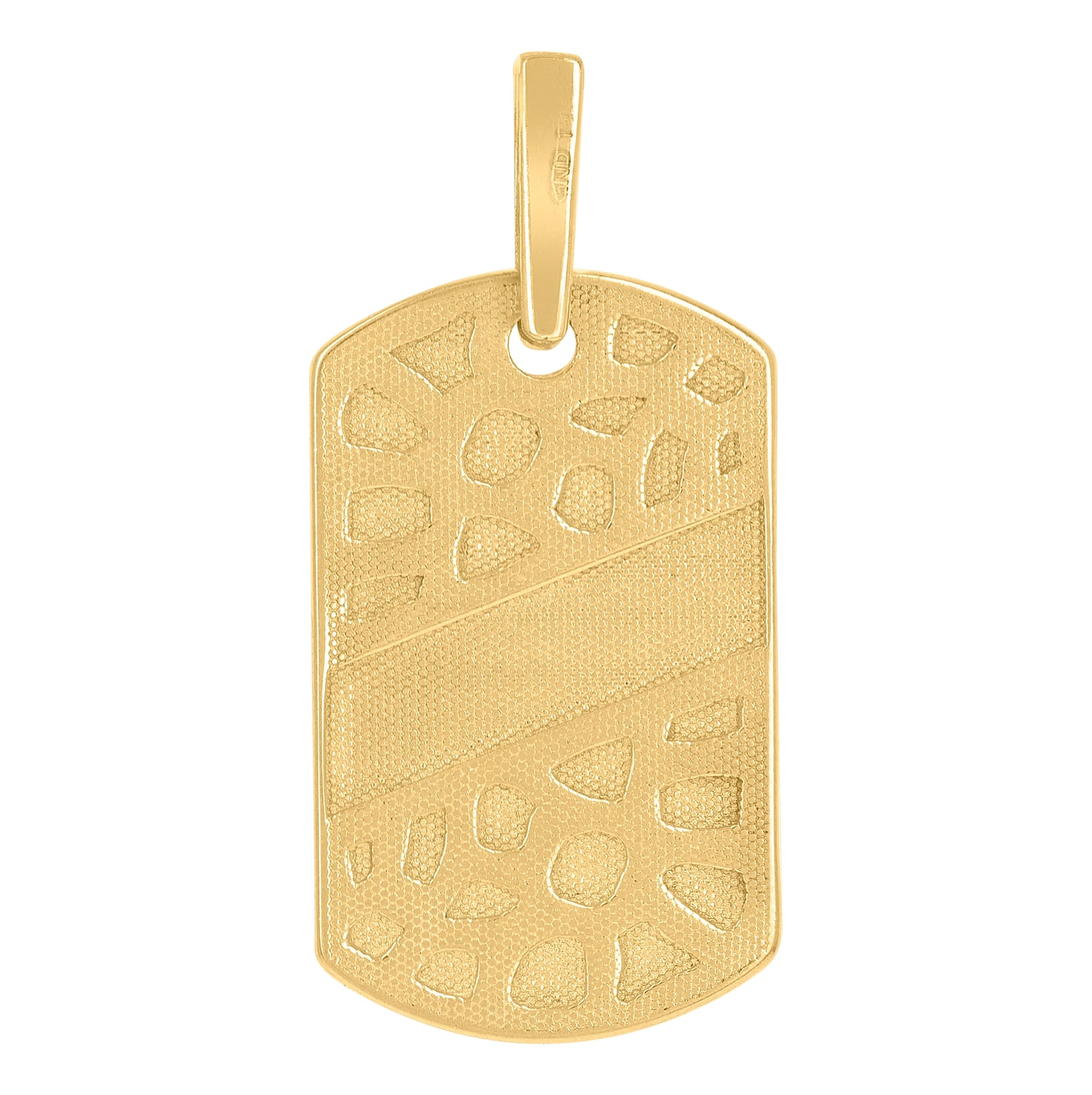 10K Two-Tone Gold Mens Nugget Dog Tag Fashion Charm Pendant