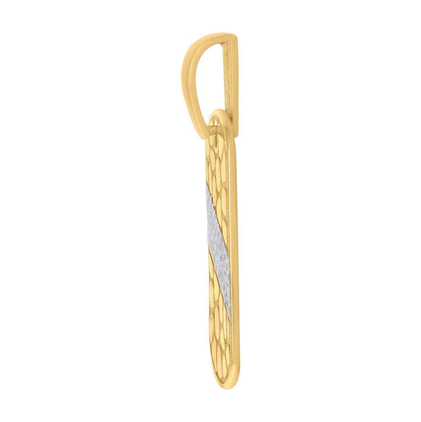 10K Two-Tone Gold Mens Nugget Dog Tag Fashion Charm Pendant