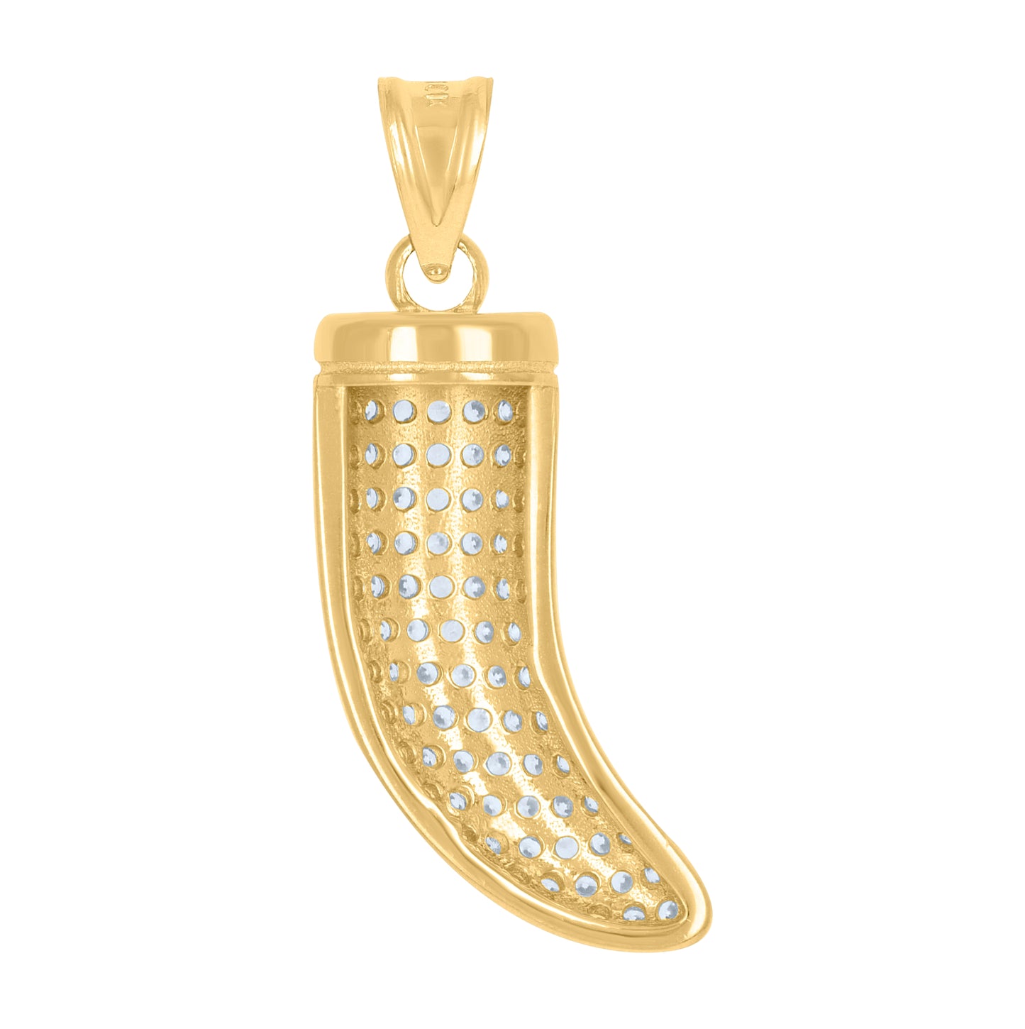 10K Yellow Gold Mens Cubic-Zirconia Tusk Shape Good Luck Charm Pendant