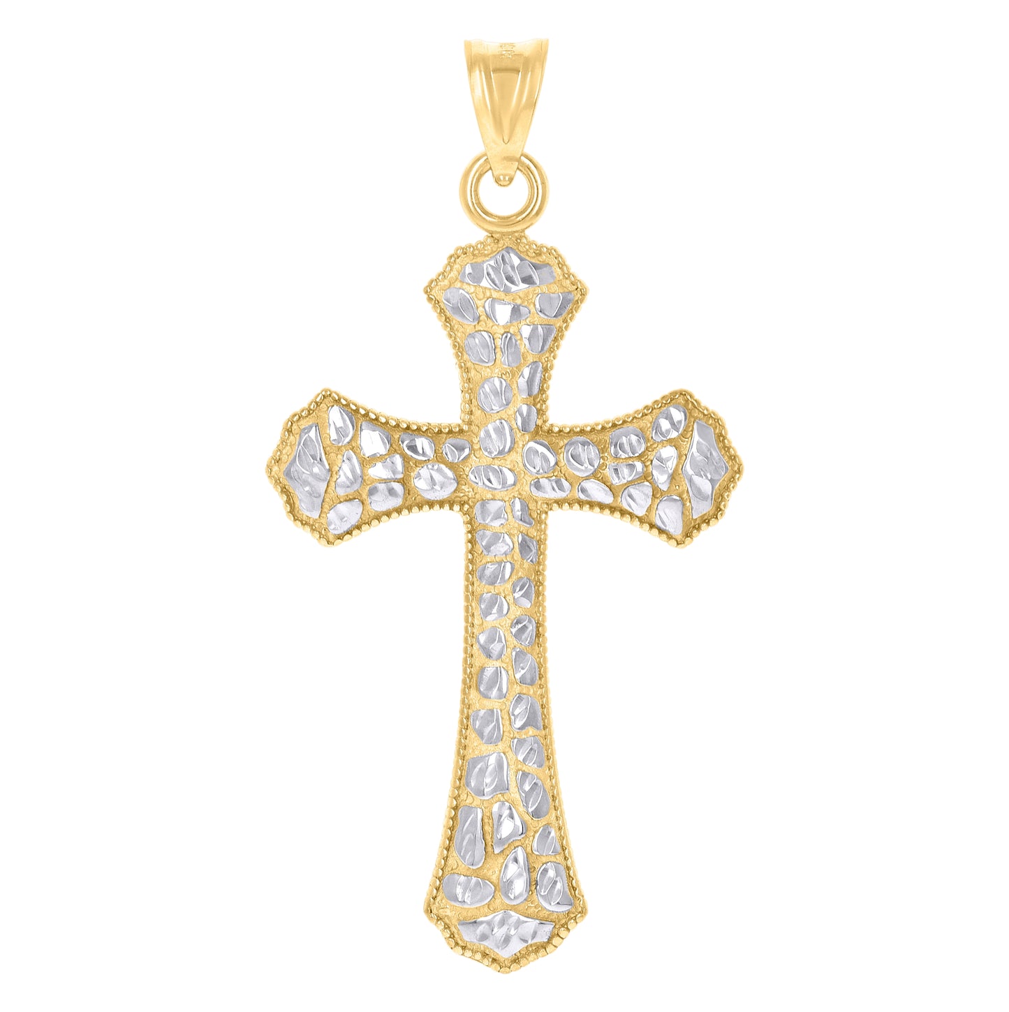 10K Two-Tone Gold Mens Cross Religious Charm Pendant