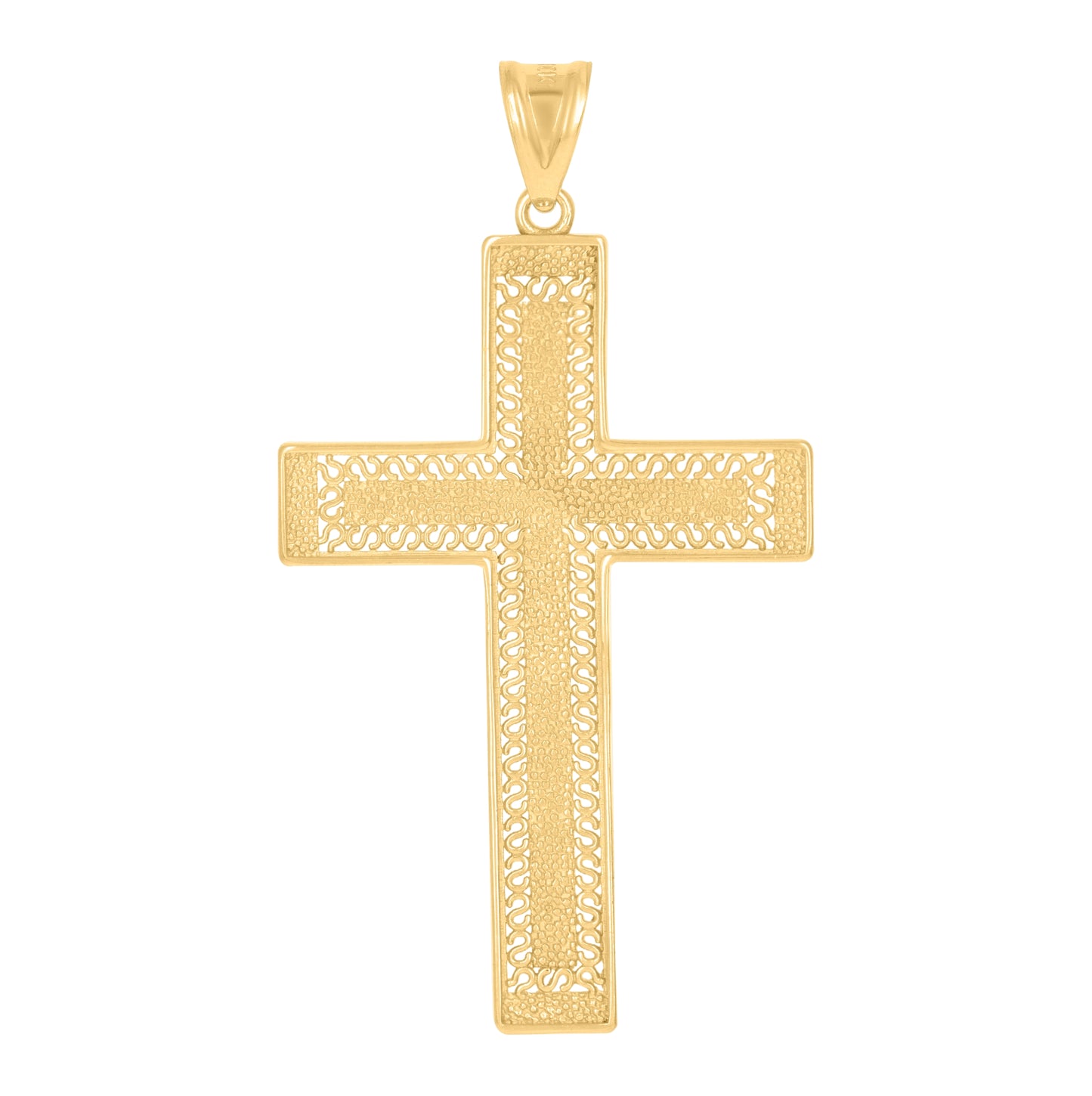 10K Two-Tone Gold Mens Cross Religious Charm Pendant