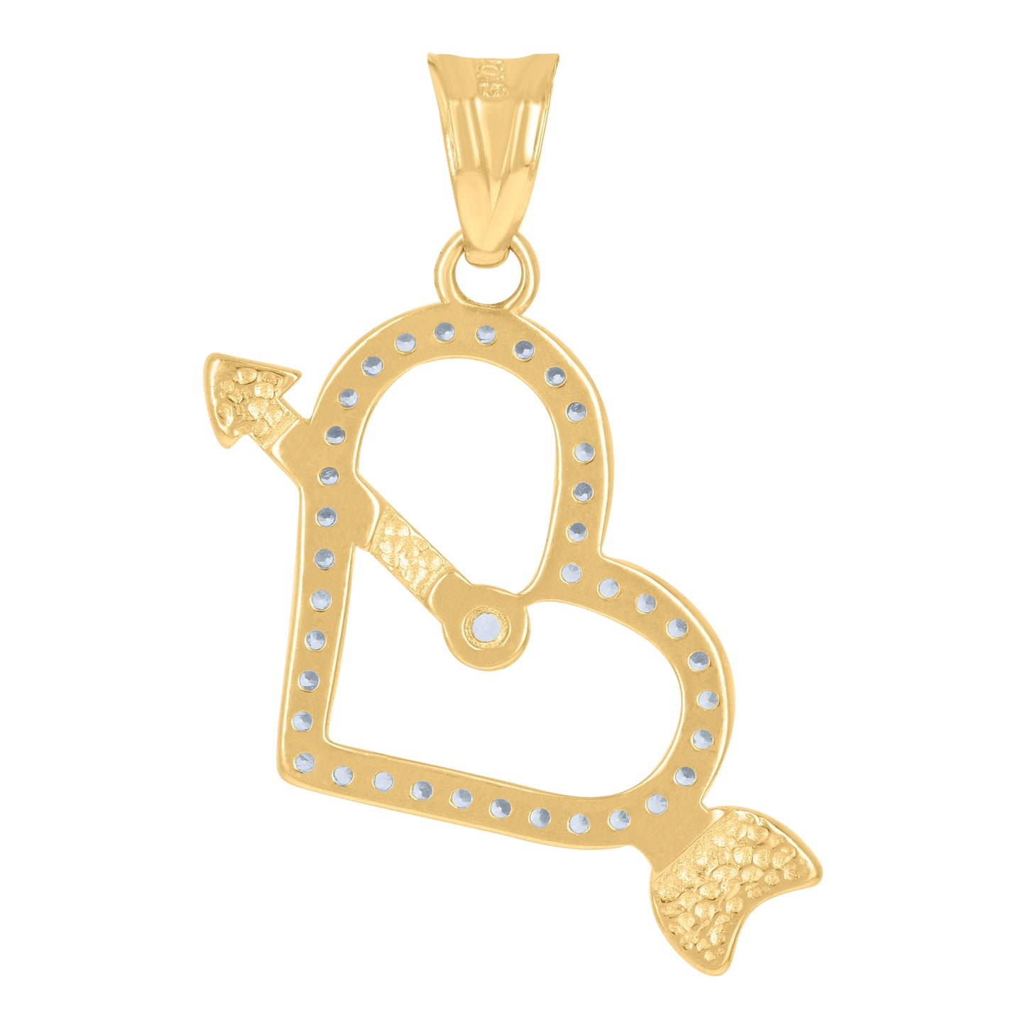 10K Yellow Gold Womens Cubic-Zirconia Cupid Heart Charm Pendant