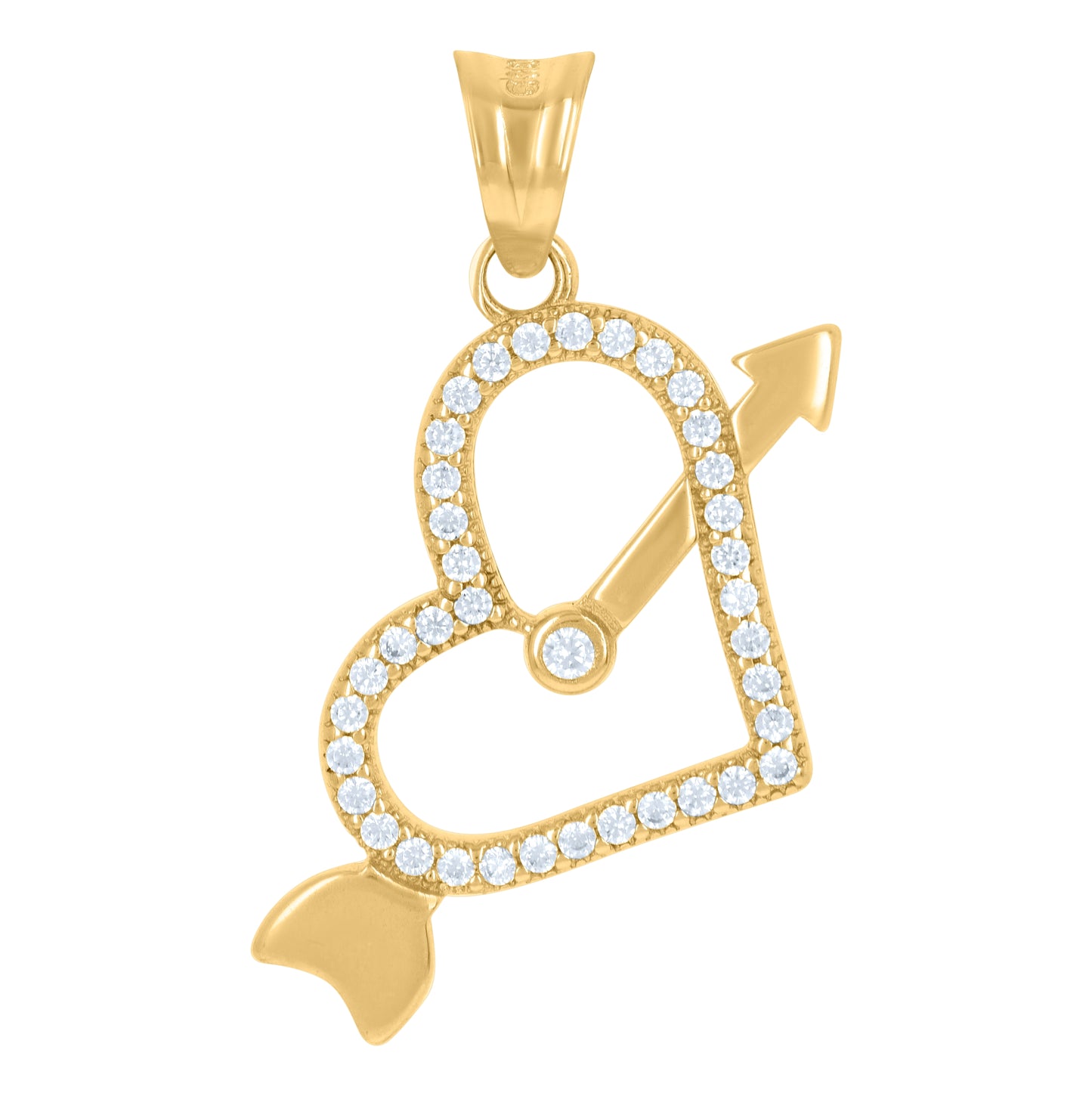 10K Yellow Gold Womens Cubic-Zirconia Cupid Heart Charm Pendant