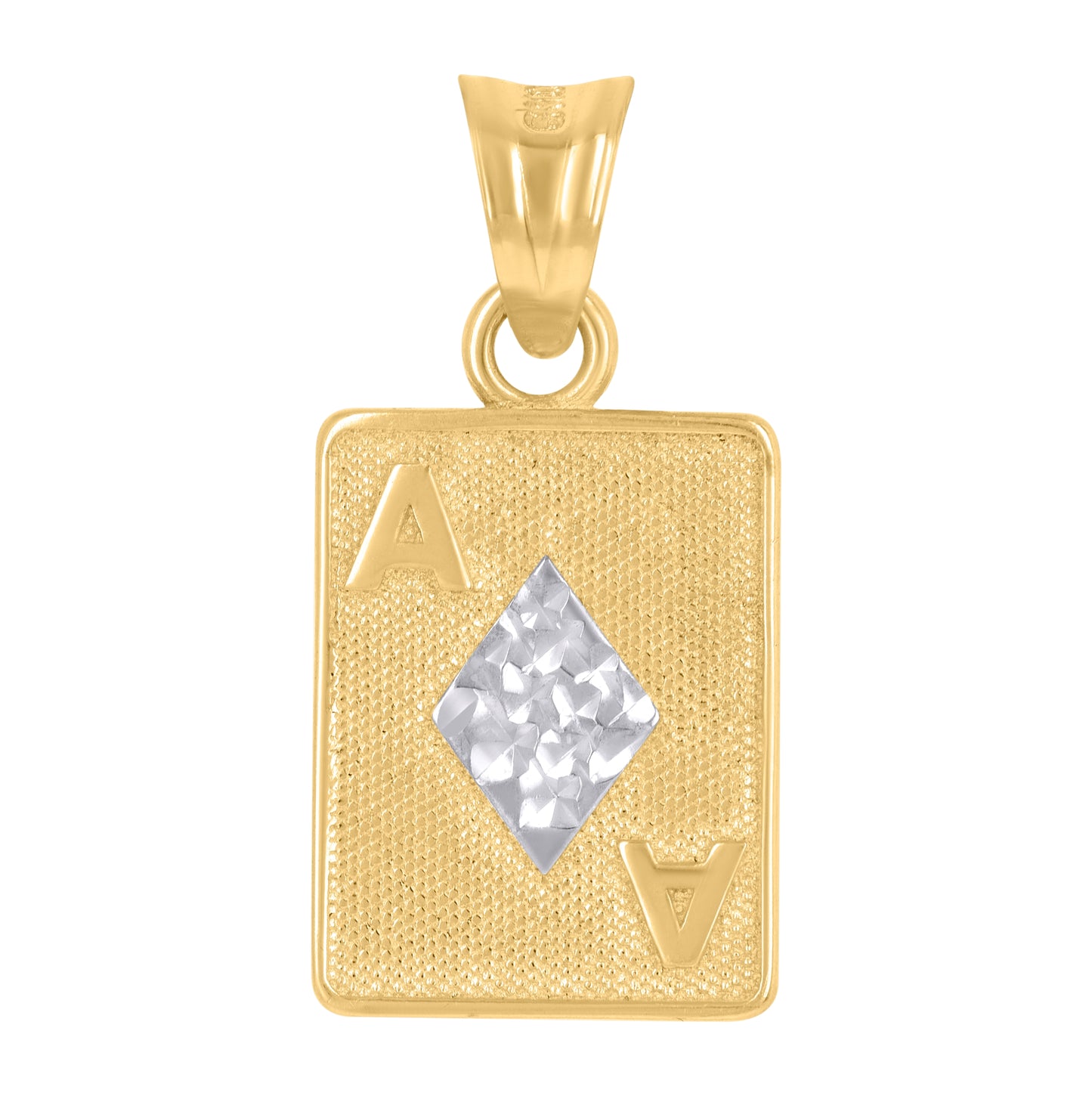 10K Two-Tone Gold Mens Playing Cards Gambling Fashion Charm Pendant