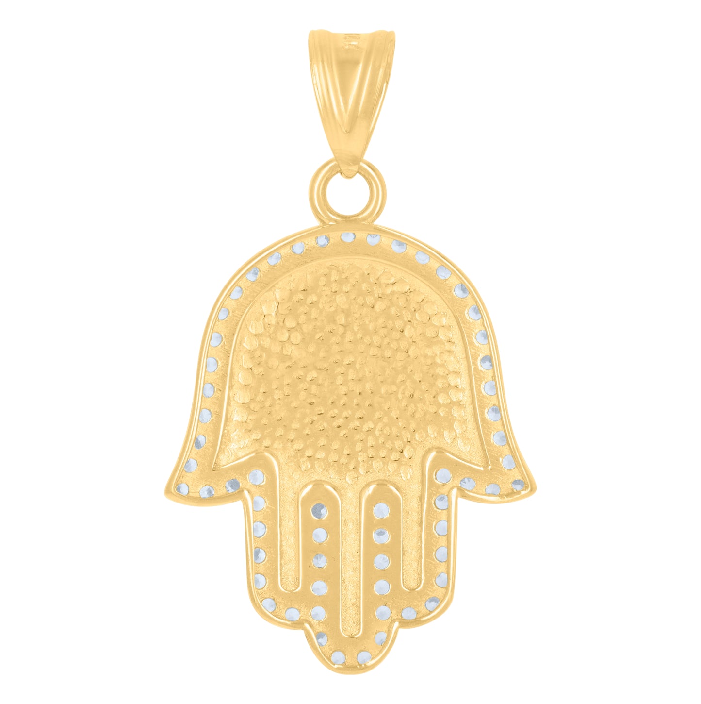 10K Yellow Gold Mens Cubic-Zirconia Humsa Symbol Religious Charm Pendant