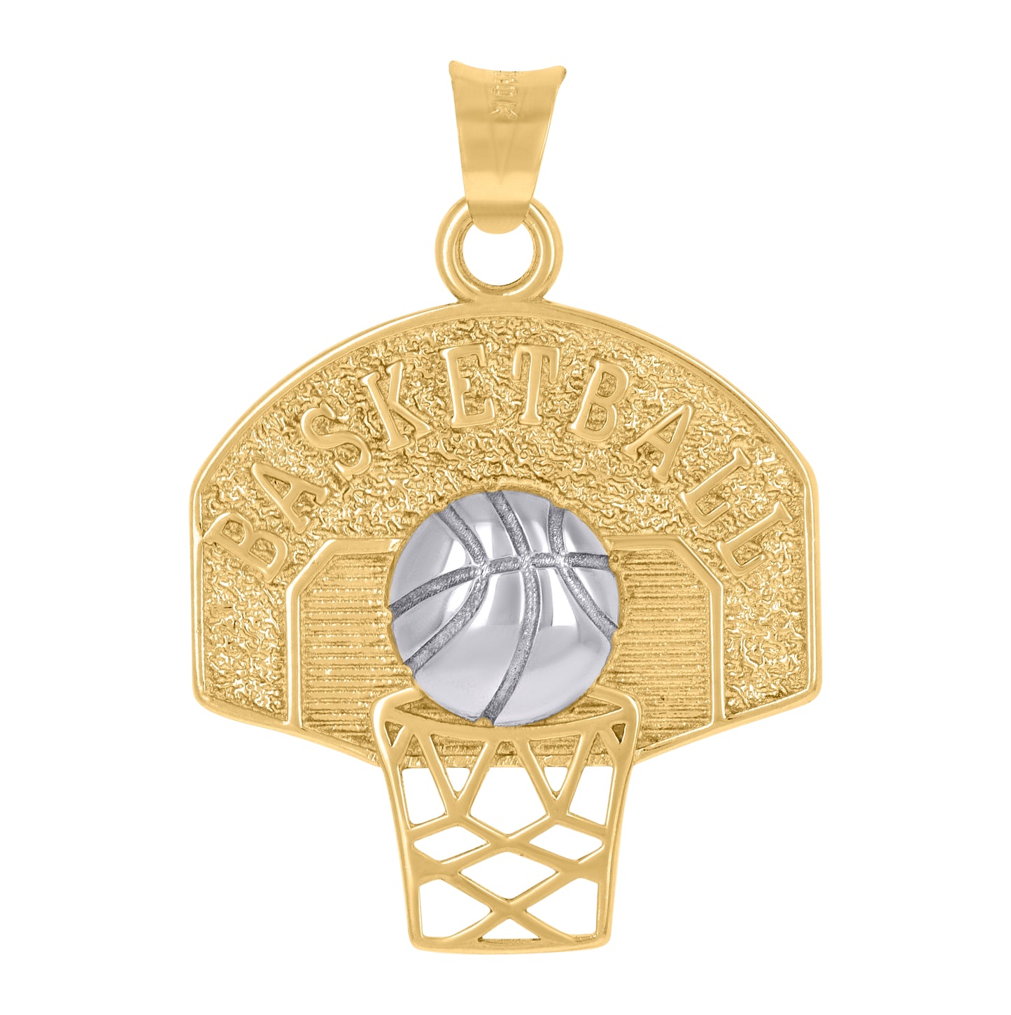 10K Two-Tone Gold Mens Basket Ball Sports Charm Pendant