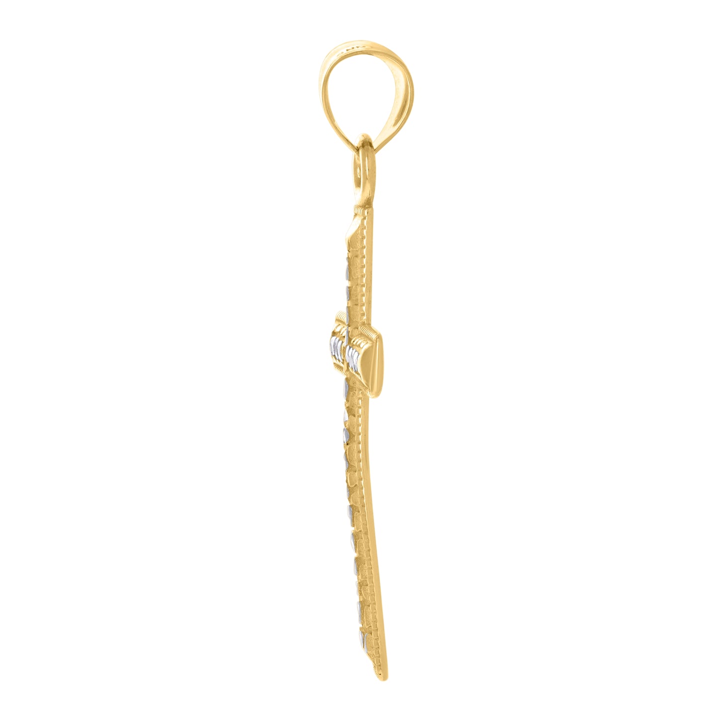 10K Two-Tone Gold Unisex Cross Religious Charm Pendant