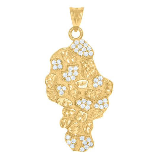 10K Yellow Gold Mens Cubic-Zirconia Nugget Fashion Charm Pendant