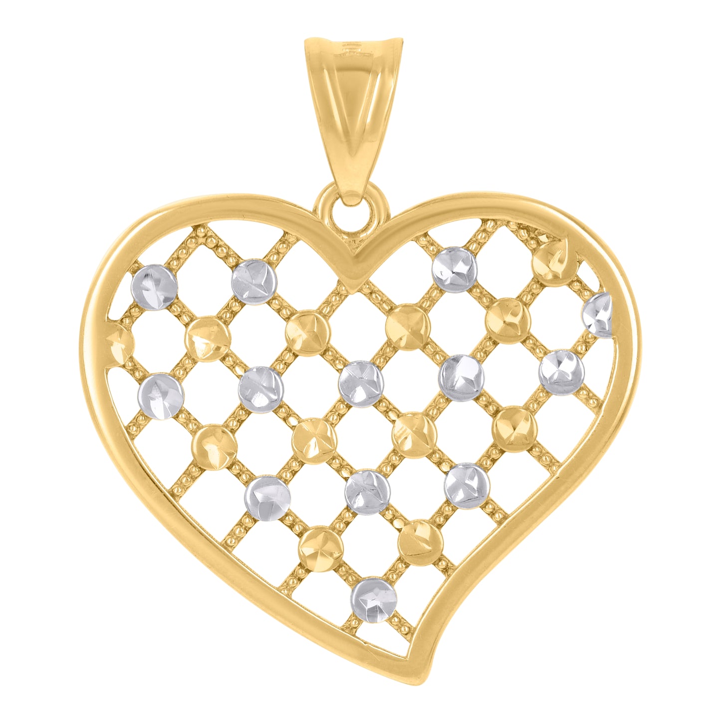 10K Two-Tone Gold Womens Heart Charm Pendant