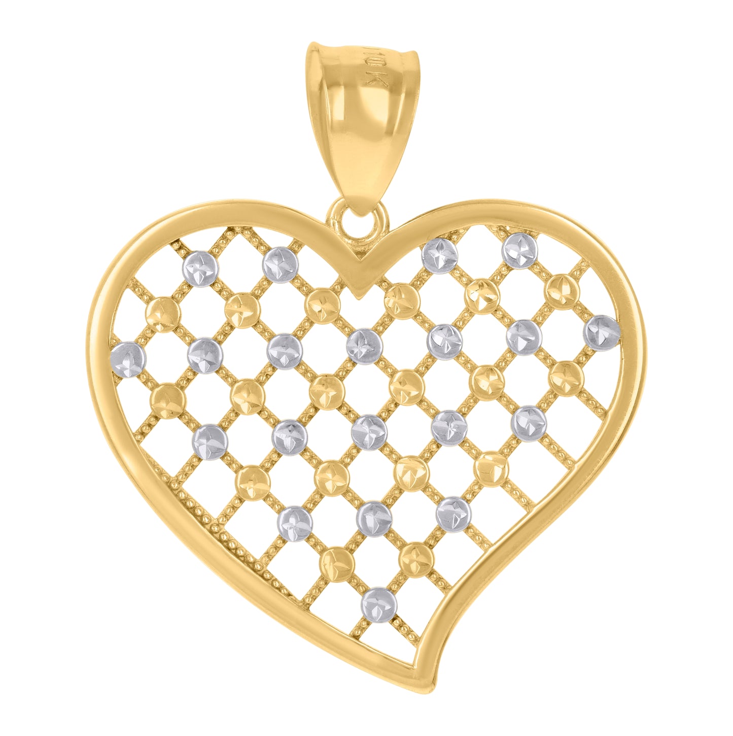 10K Two-Tone Gold Womens Heart Charm Pendant