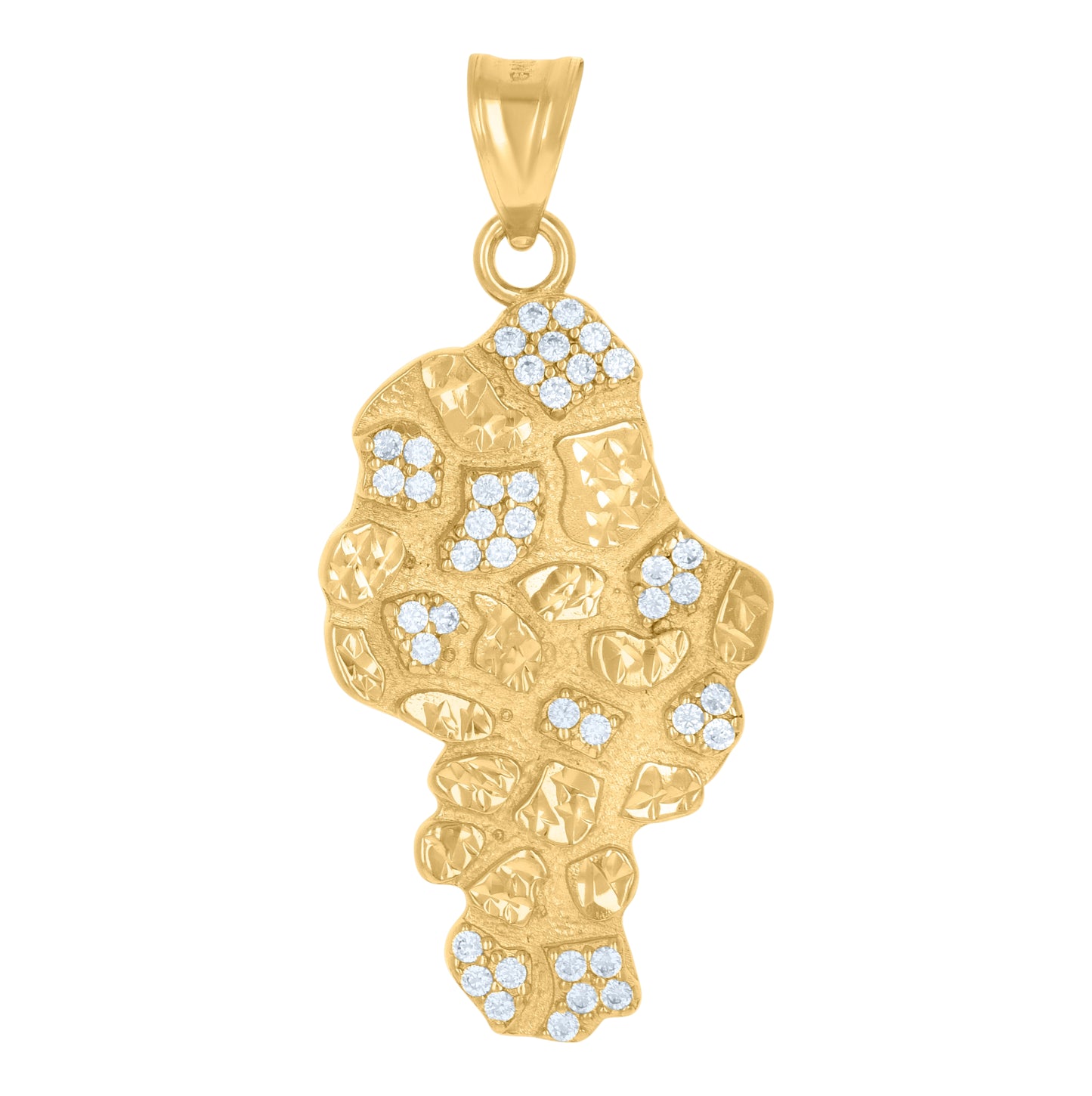 10K Yellow Gold Mens Cubic-Zirconia Nugget Fashion Charm Pendant