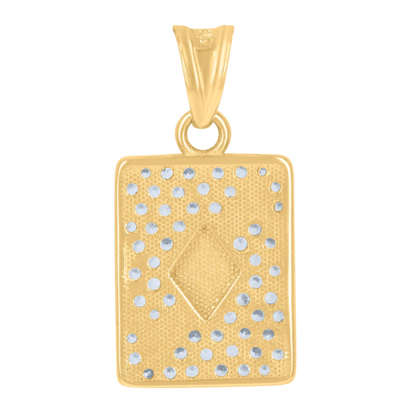 10K Yellow Gold Mens Cubic-Zirconia Playing Cards Gambling Fashion Charm Pendant