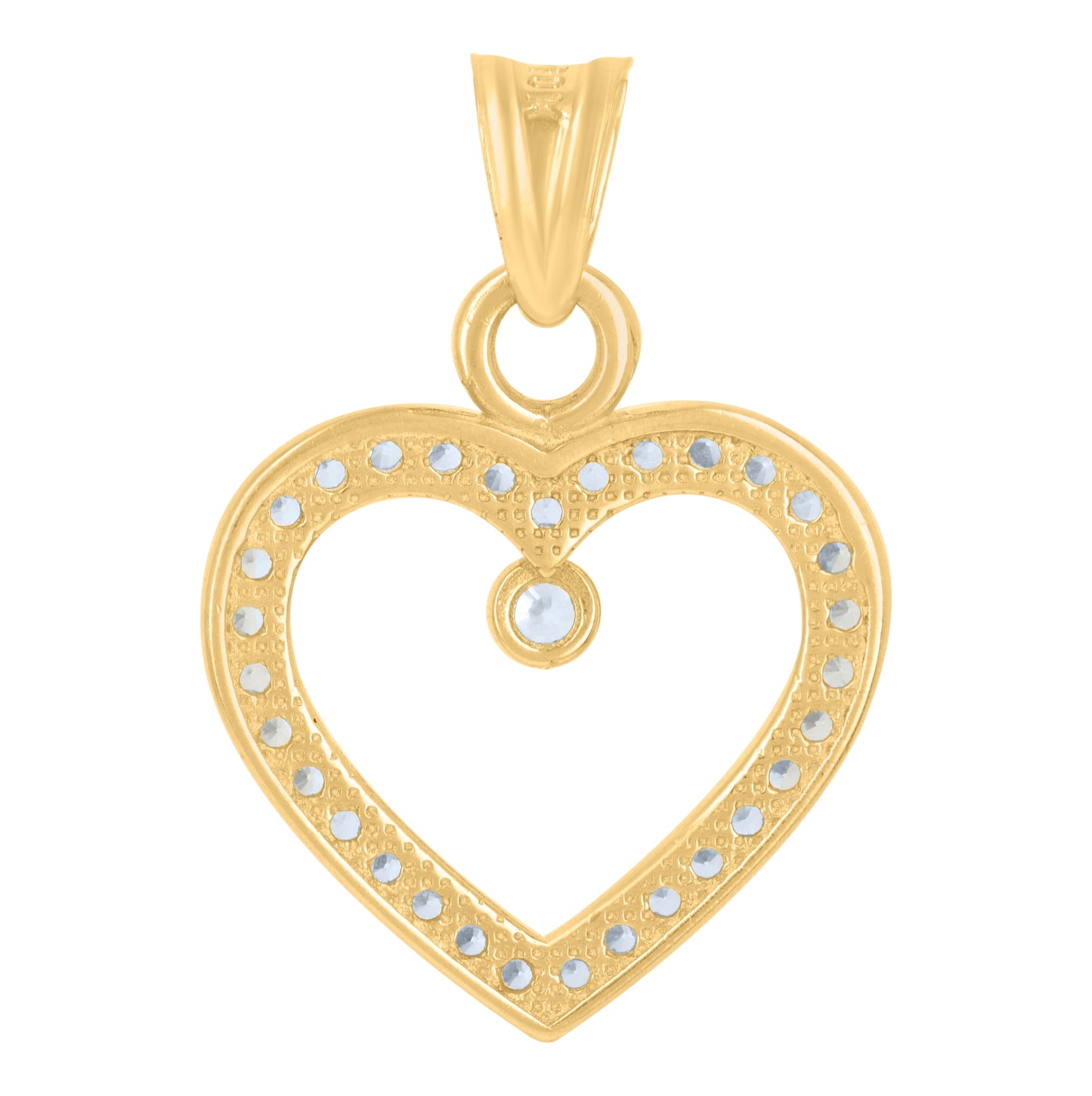 10K Yellow Gold Womens Cubic-Zirconia Heart Charm Pendant