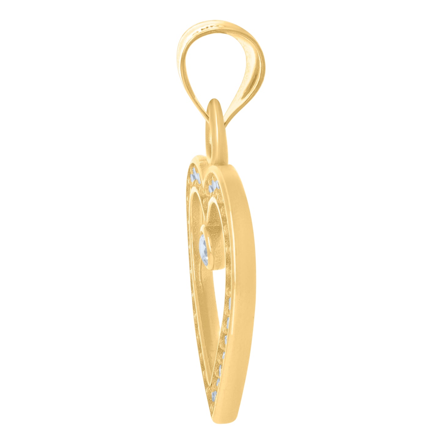 10K Yellow Gold Womens Cubic-Zirconia Heart Charm Pendant