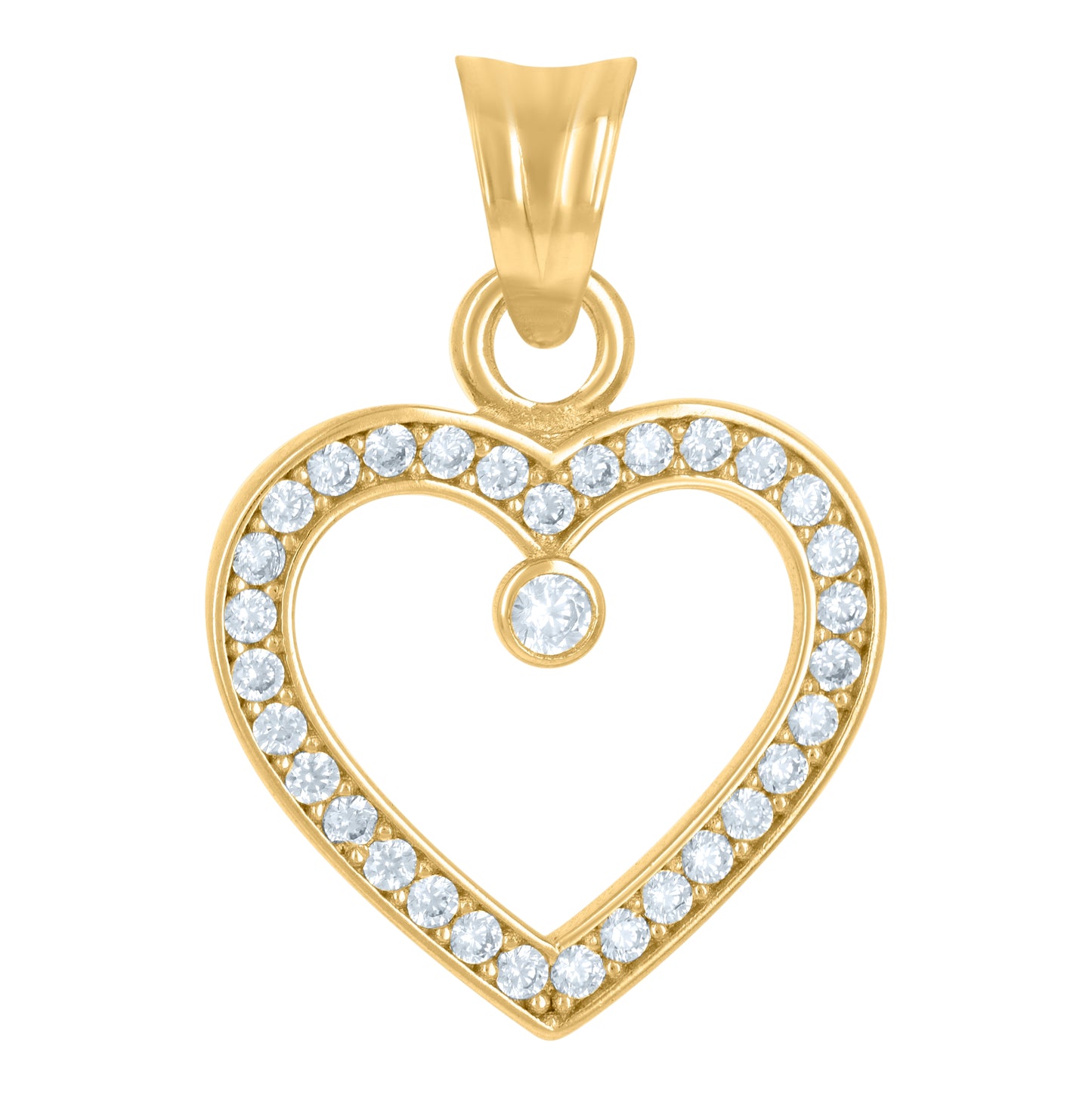 10K Yellow Gold Womens Cubic-Zirconia Heart Charm Pendant