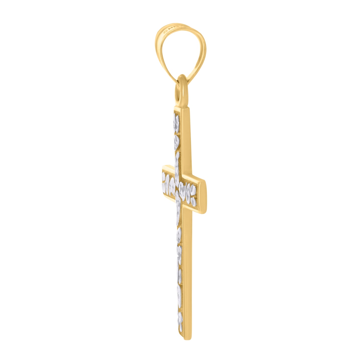 10K Two-Tone Gold Unisex Cross Religious Charm Pendant