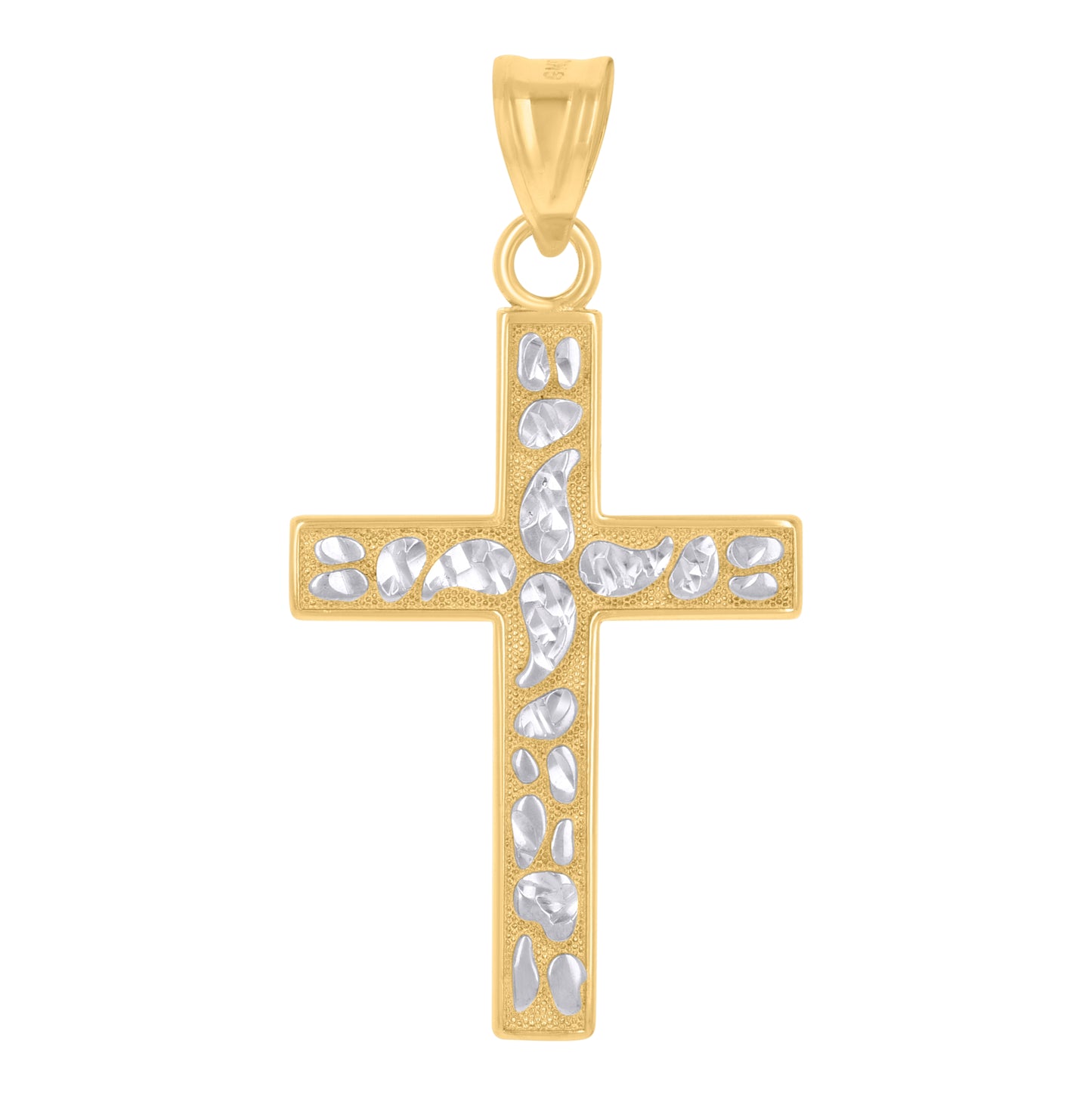 10K Two-Tone Gold Unisex Cross Religious Charm Pendant